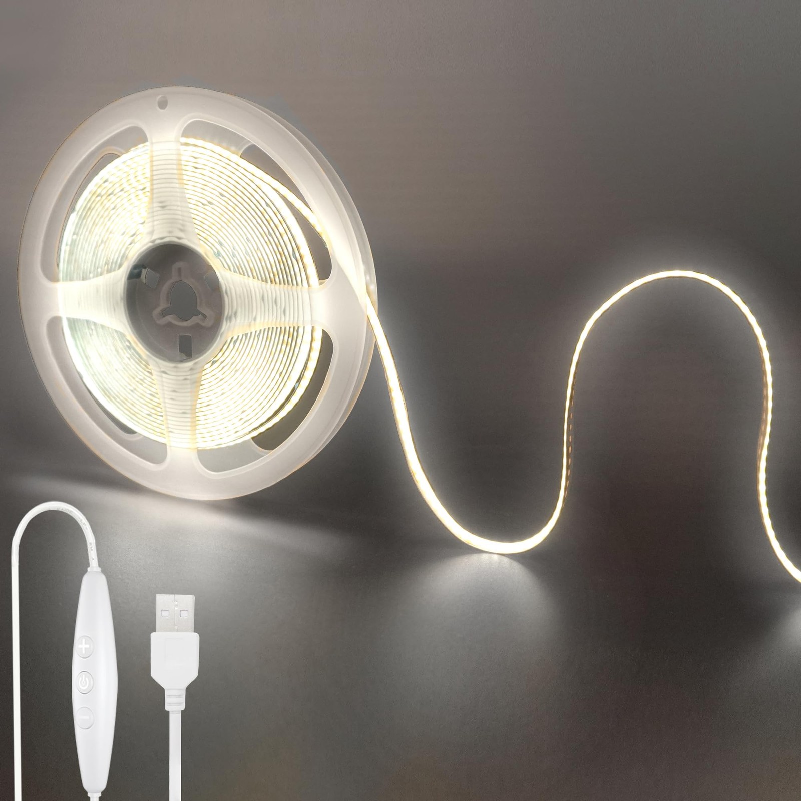 2PACK 5V USB COB LED Strip Lights with Dimmable Switch,9.84FT/3M,Cool White 6...