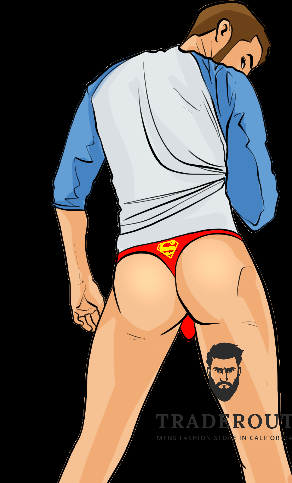 H.E.Arts HERO logo custom Print Mens red nylon thong underwear size M L XL