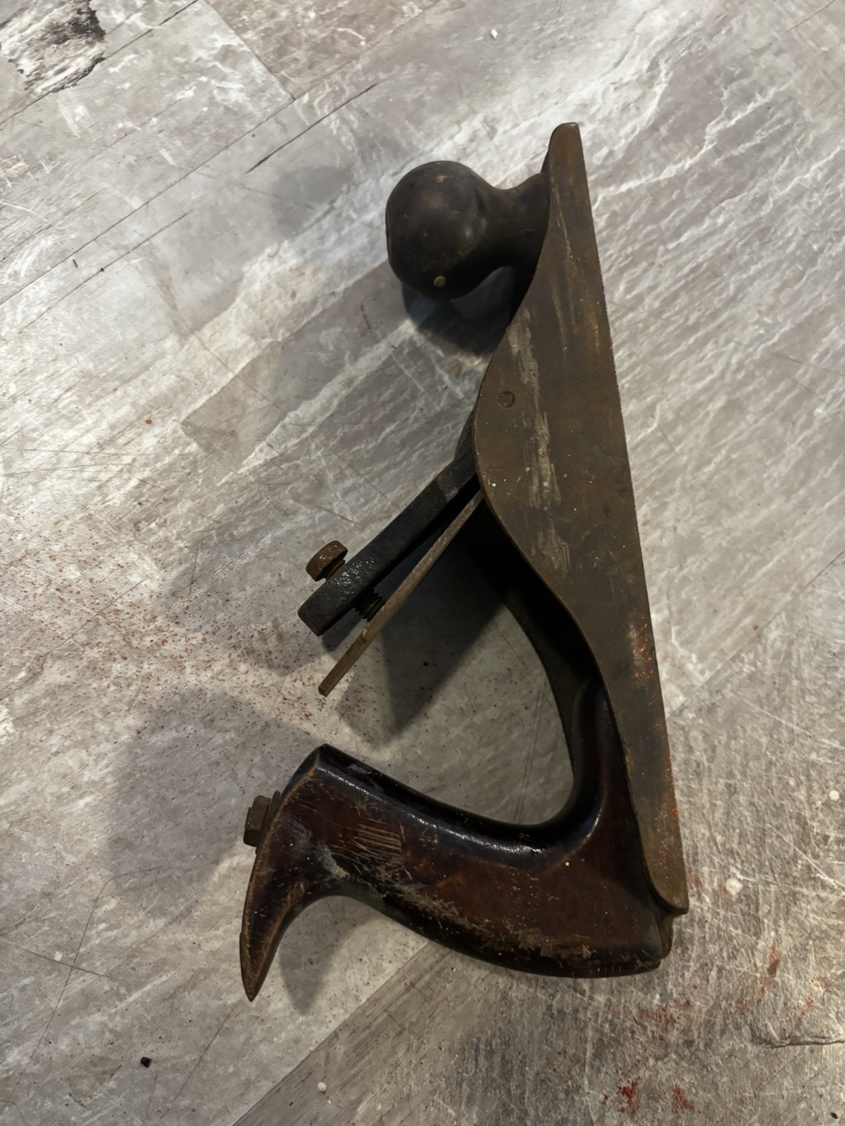 This is a vintage hand plane, likely a Stanley Bailey model.