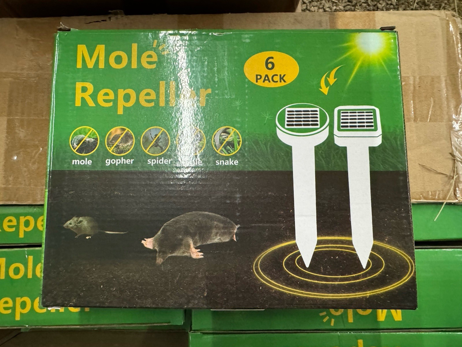 12x Ultrasonic Mole Repeller  Solar Gopher Spider Snake Repellent Two 6 Pack