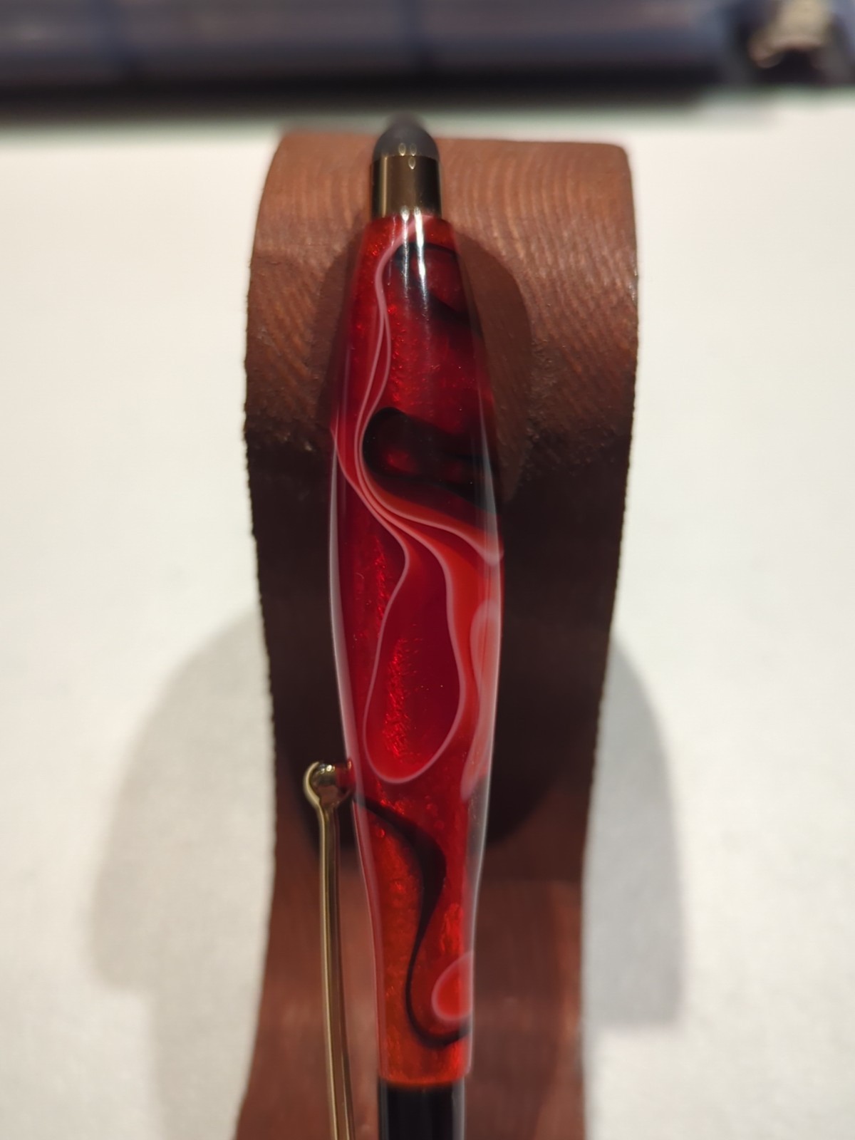 Handmade Acrylic Stylus Red With Gold Trim