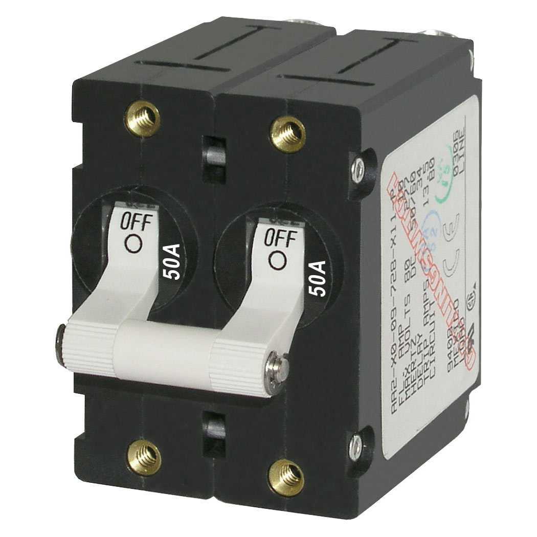 Blue Sea 7242 A-Series Toggle Circuit Breaker Double Pole 50A Marine