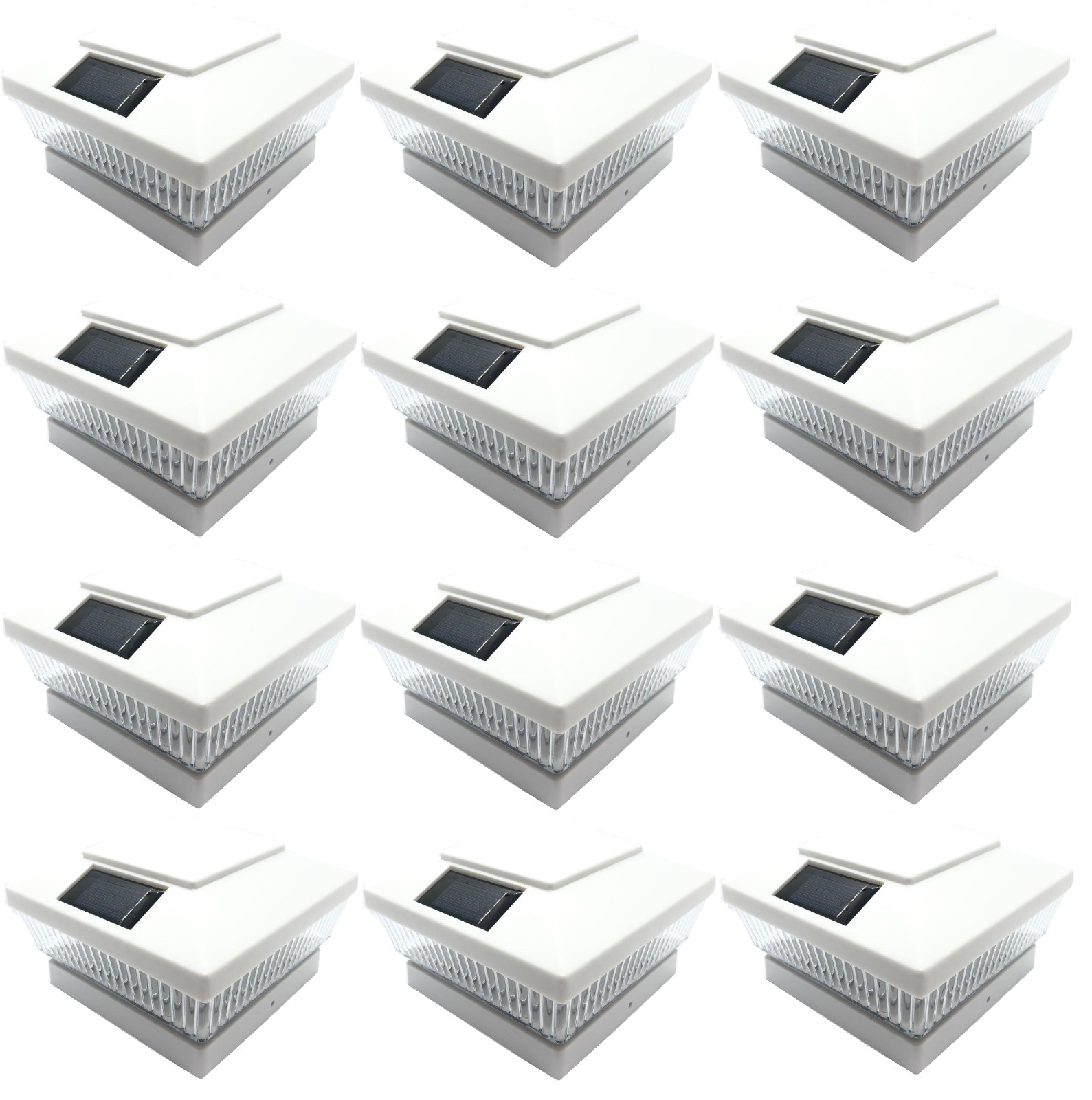 12PACK Super Bright 6X6 3.2V Lithium-Ion 5 LED 78Lumens Solar Post Deck PL247