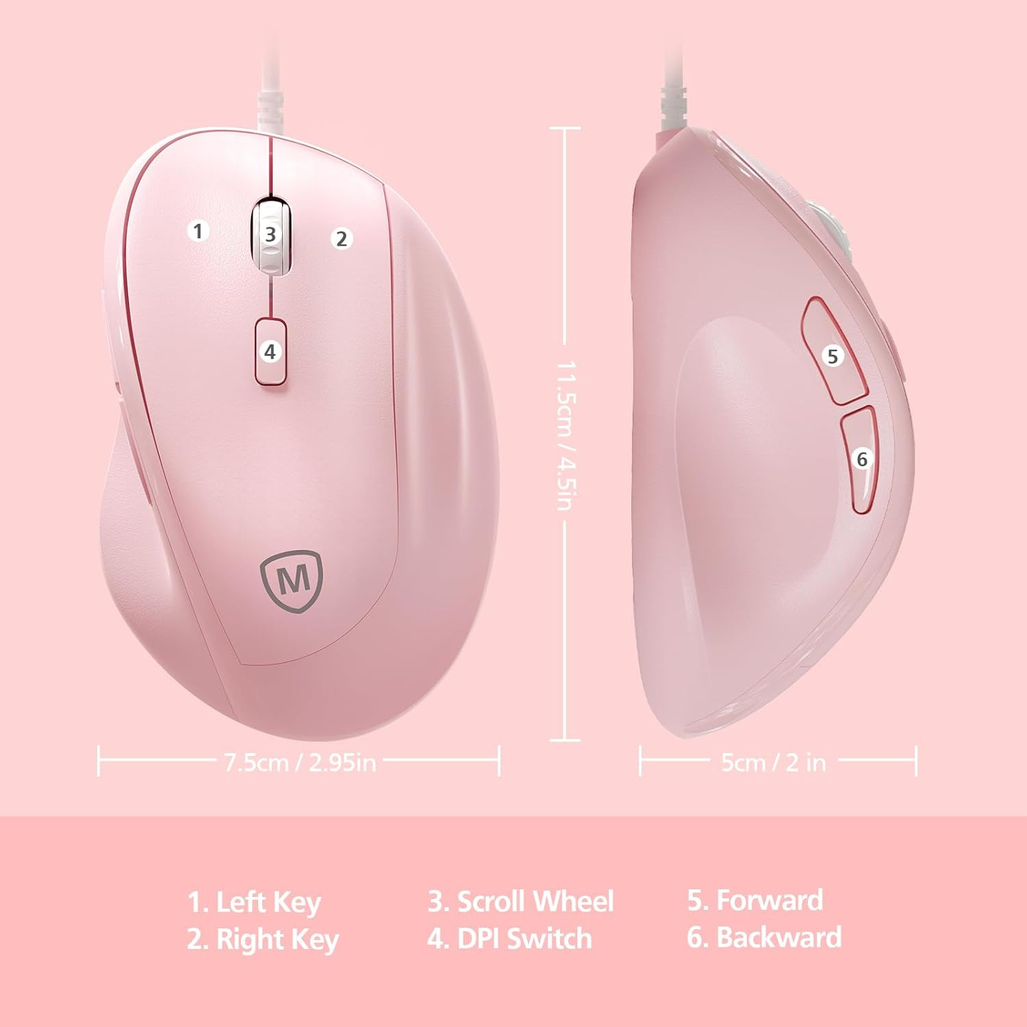Micropack Ergonomic Mouse Wired for Laptop, PC Computer and Desktop