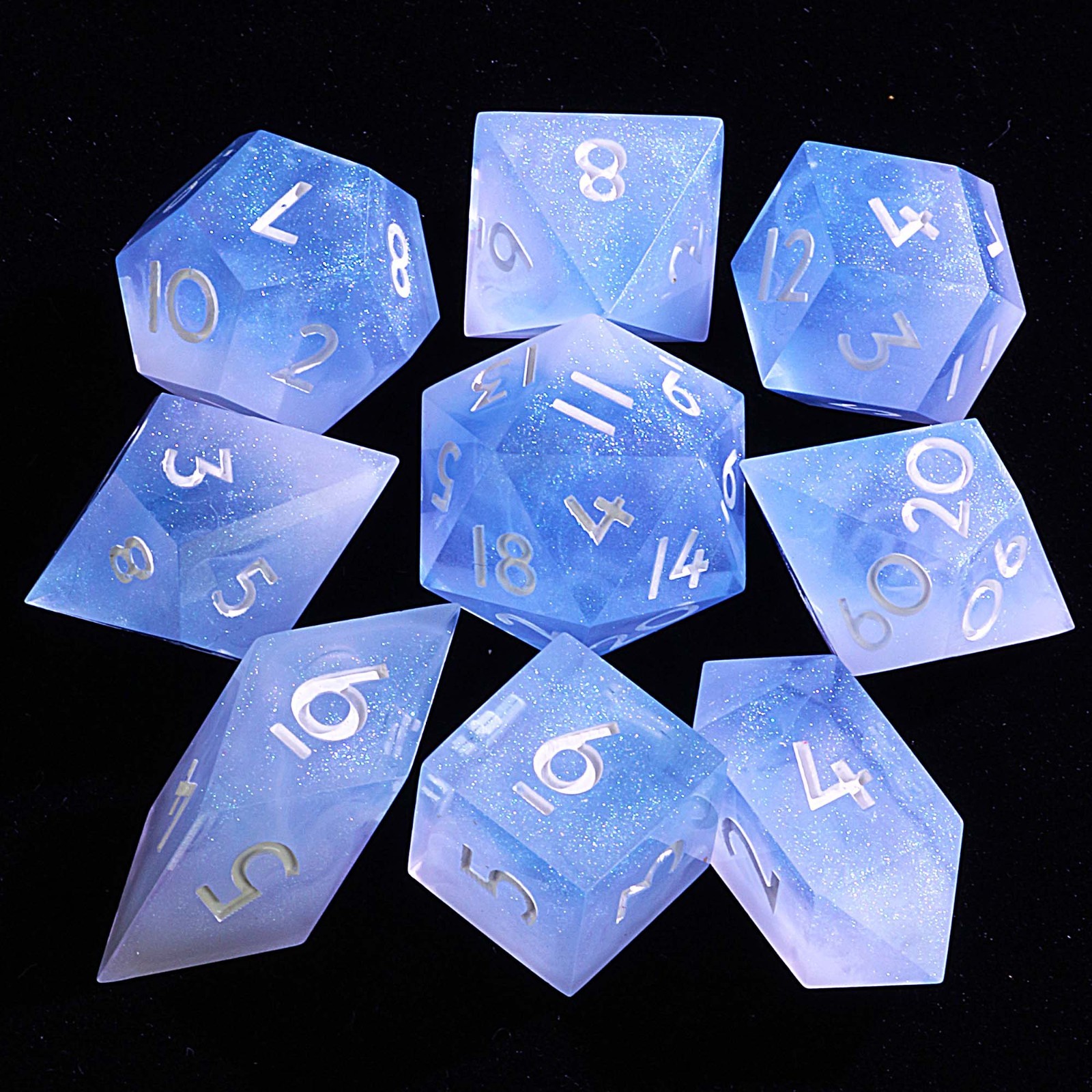9 Polyhedral Dice Set DnD First Snow of Star Dragonborn for Dungeons Dragons RPG