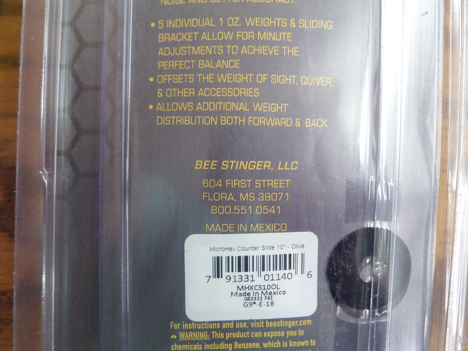 Bee Stinger MicroHex 10" Counter Slide Stabilizer w/countervail OLIVE GREEN