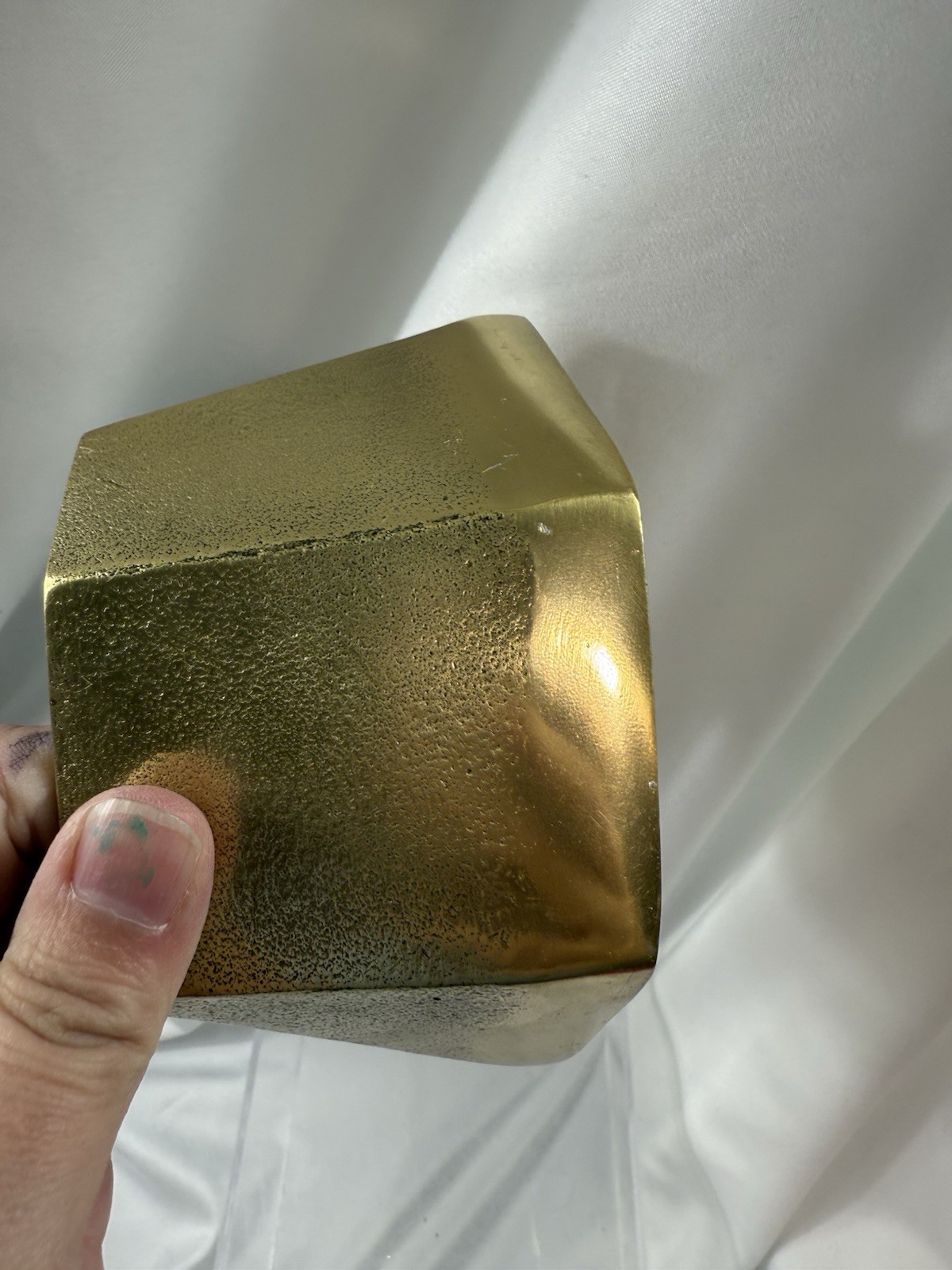 Geometric Lidded Box Gold Tone