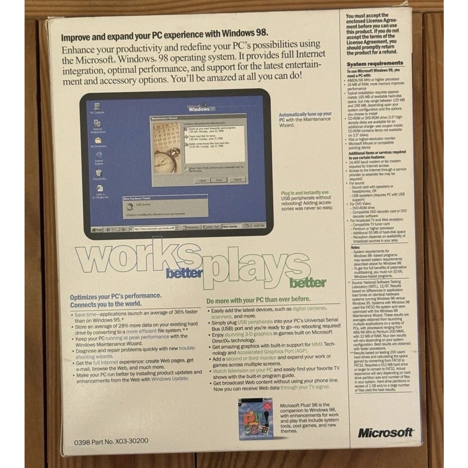 Microsoft Windows 98 Upgrade New Version 0398 Part X03-30200 - Tested