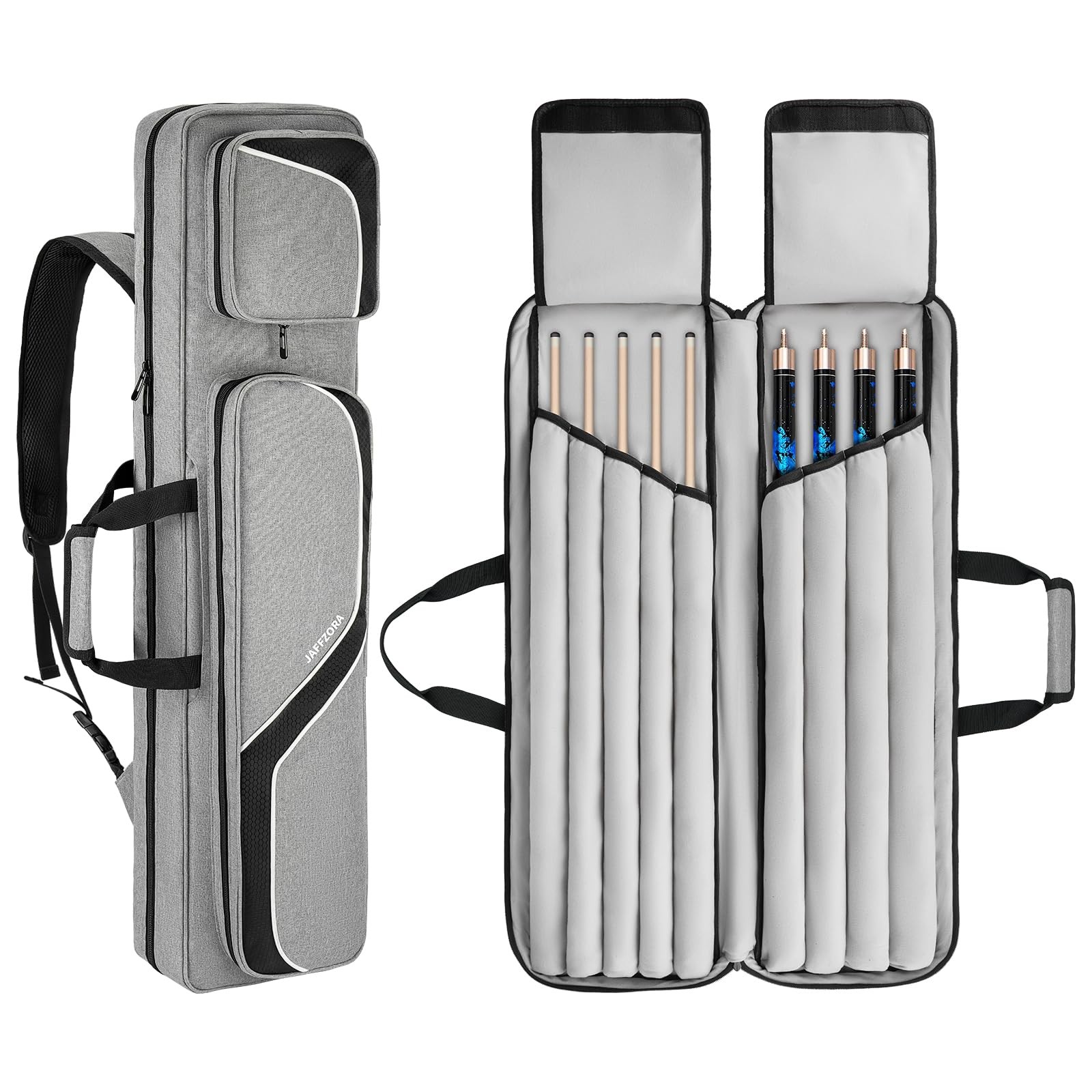 Pool Cue Case 4x5, Stick Carrying For 4x5 Sticks, Grey & Black