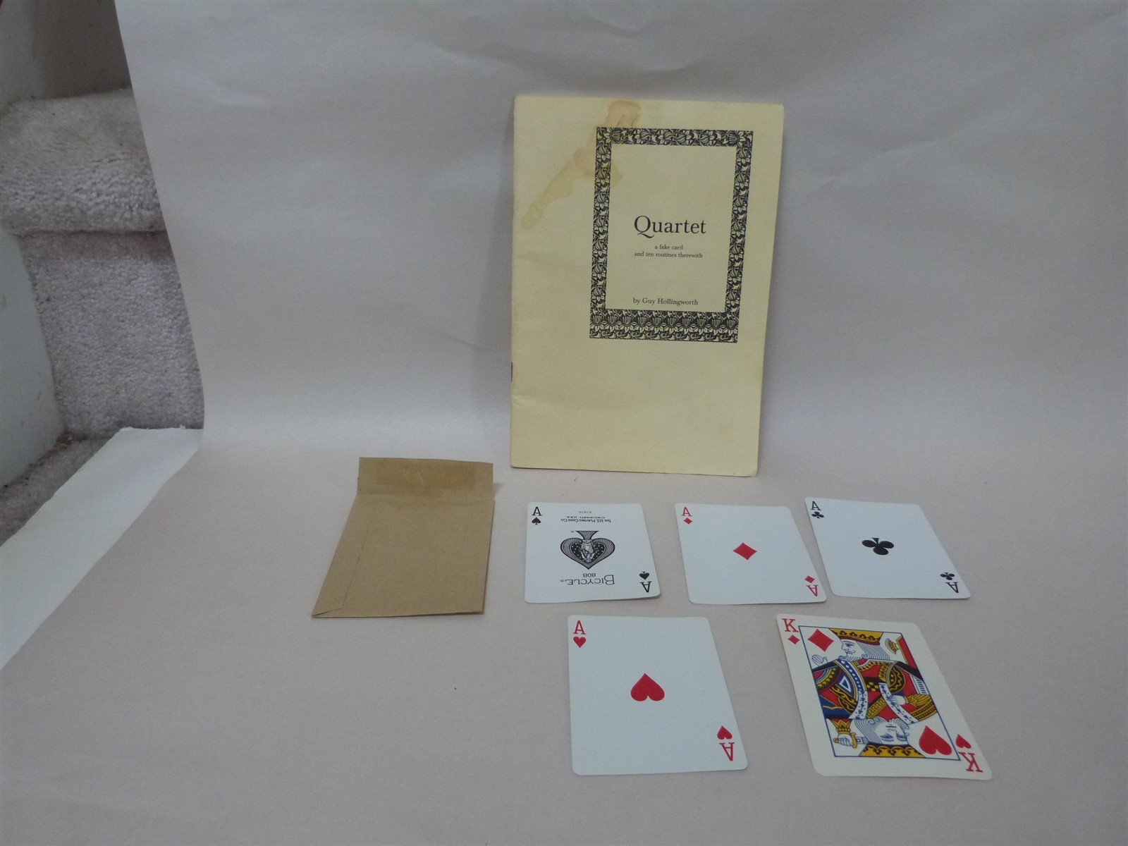 VTG Magician Magic Book & Cards QUARTET A FAKE CARD GUY HOLLINGWORTH EUC PB