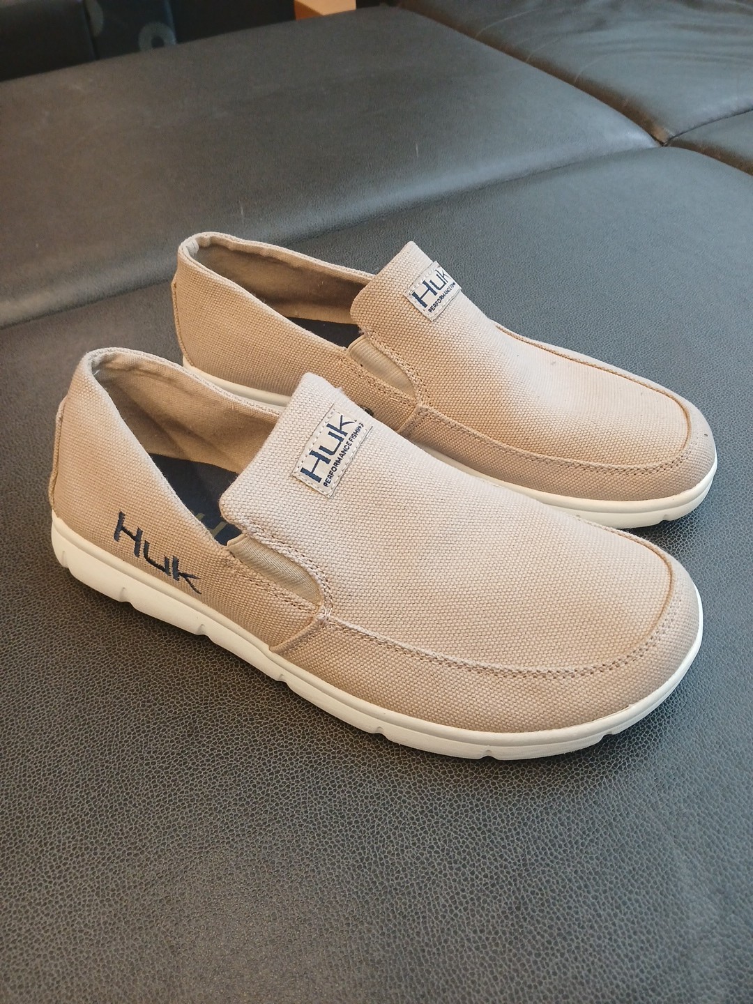 Huk Brewster Performance Shoes Men's Size 7 Fishing Boating Beige Tan