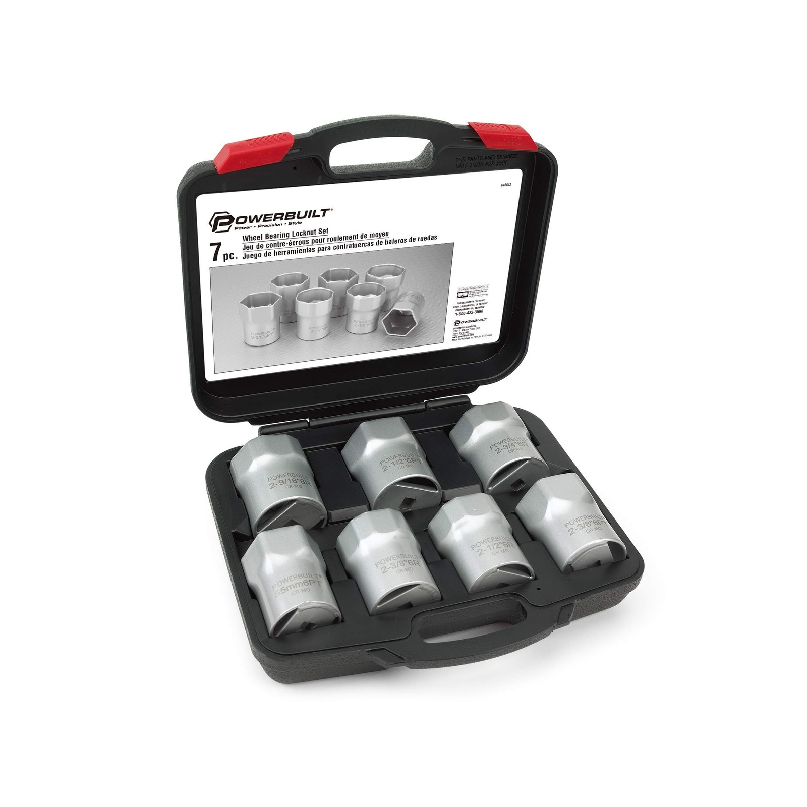 Powerbuilt Wheel Bearing Locknut Socket Set, 7 Piece Remover Tool Kit, Rounde...