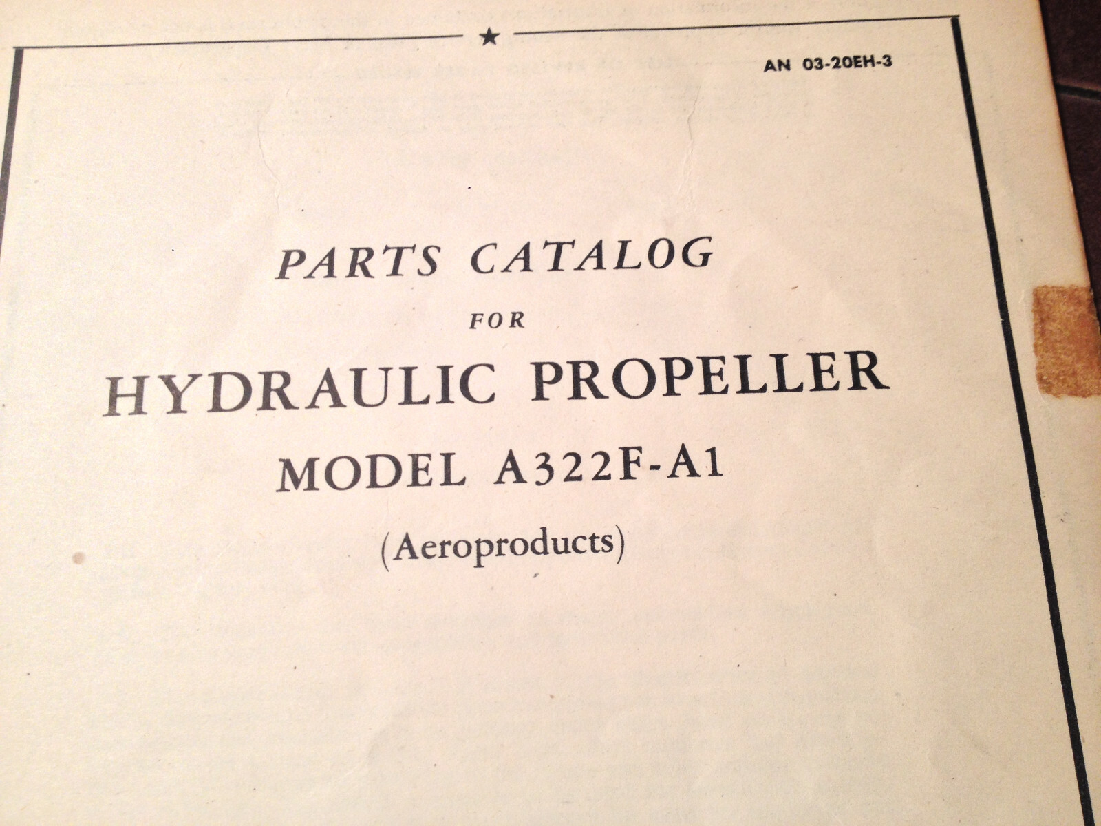 1947 Aeroproducts Model A322F-A1 Hydraulic Propeller Parts Manual