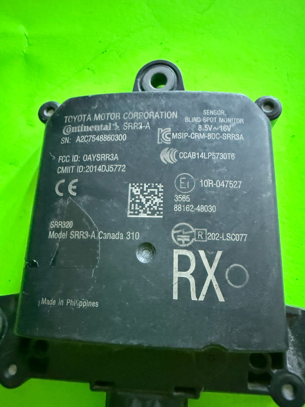 16 19 LEXUS RX350 RX450H REAR BLIND SPOT MODULE 88162 48030