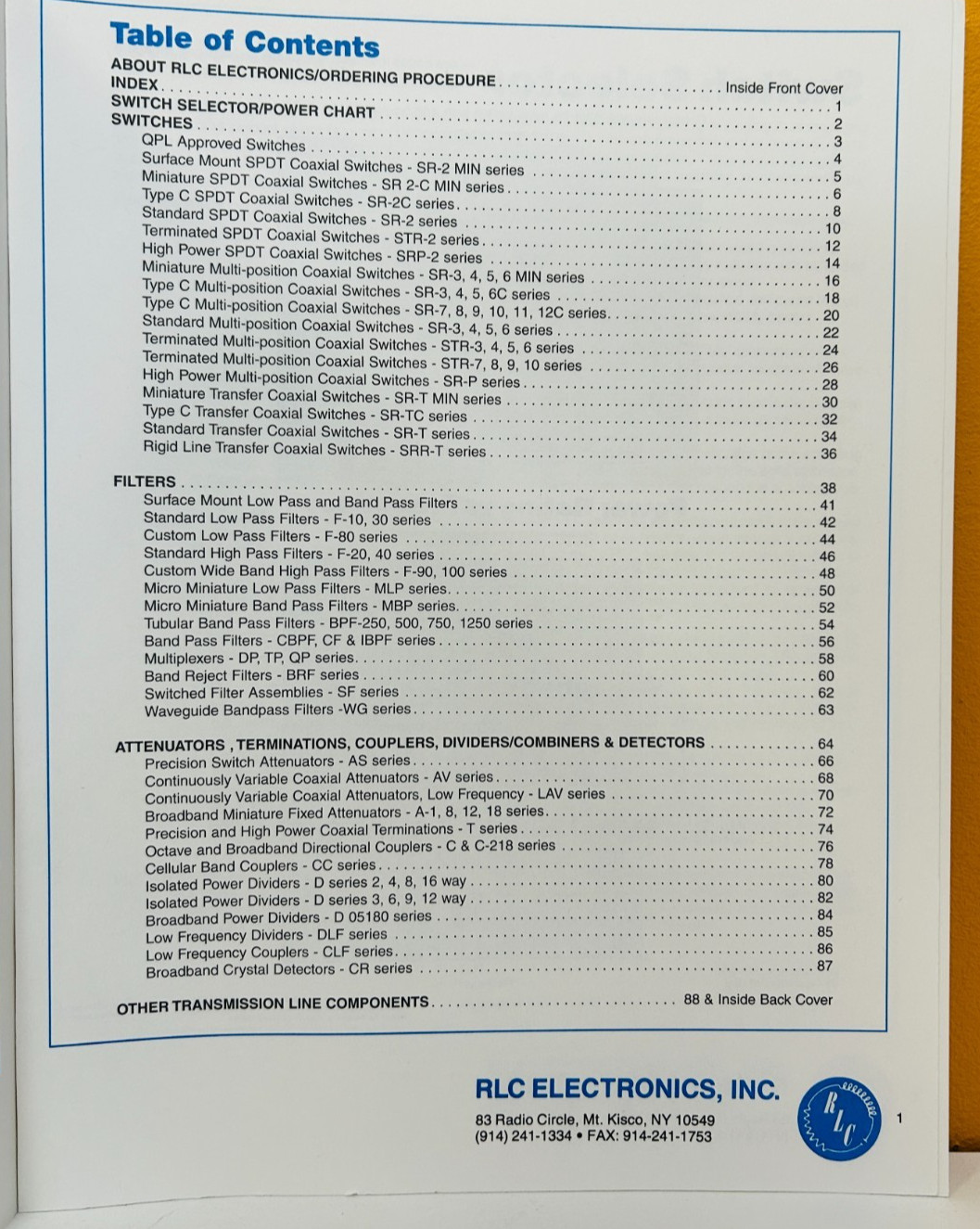 RLC Electronics Precision Microwave Components DC-40 GHz Catalog 0195.