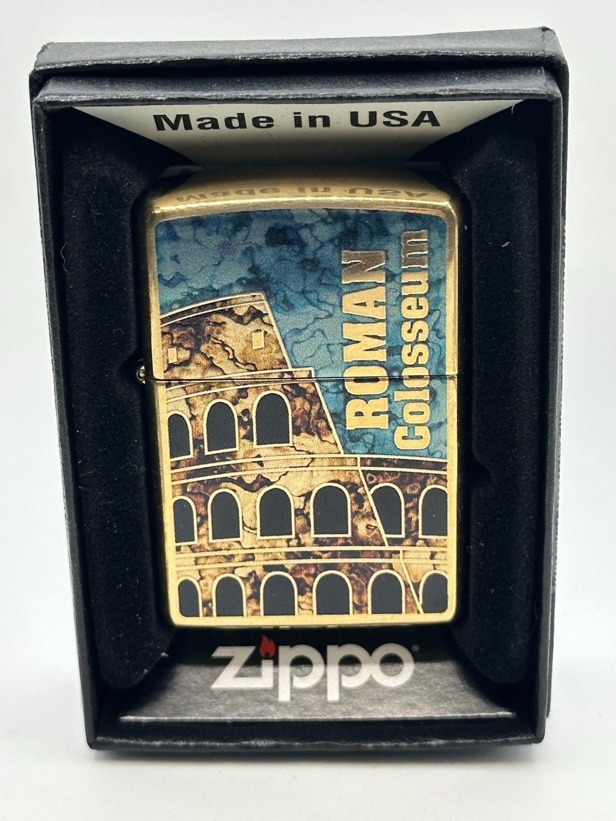 Roman Colosseum High Polish Brass Zippo Lighter NEW 29497