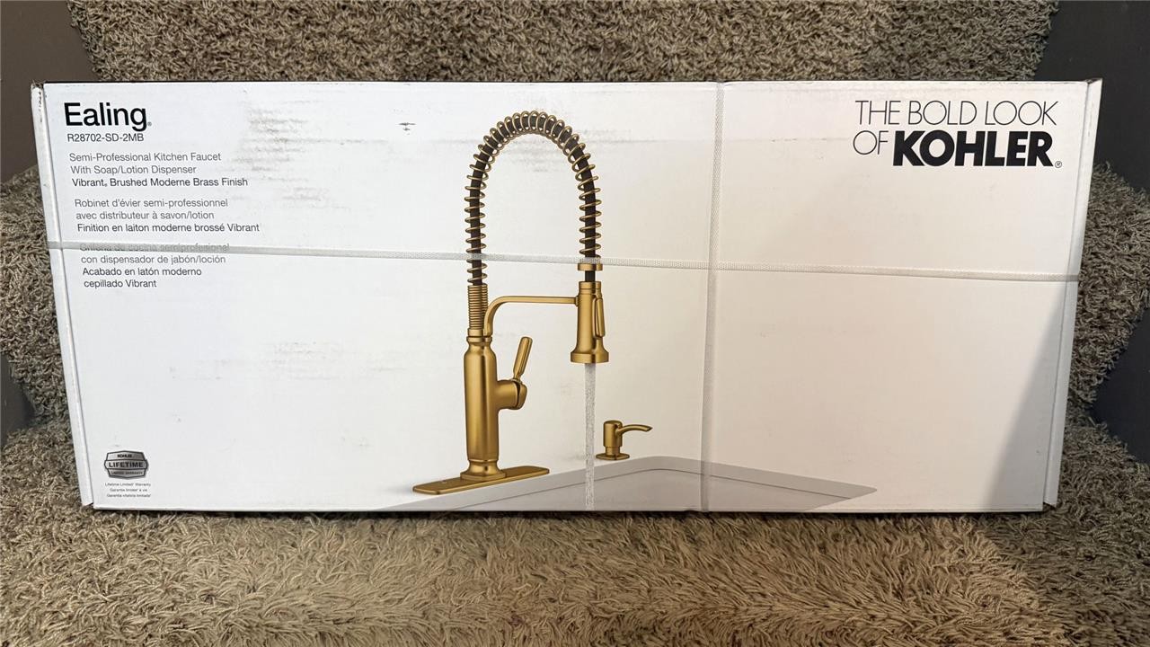 KOHLER Ealing Pro Vibrant Moderne Brushed Brass High-arc Kitchen Faucet *NEW*