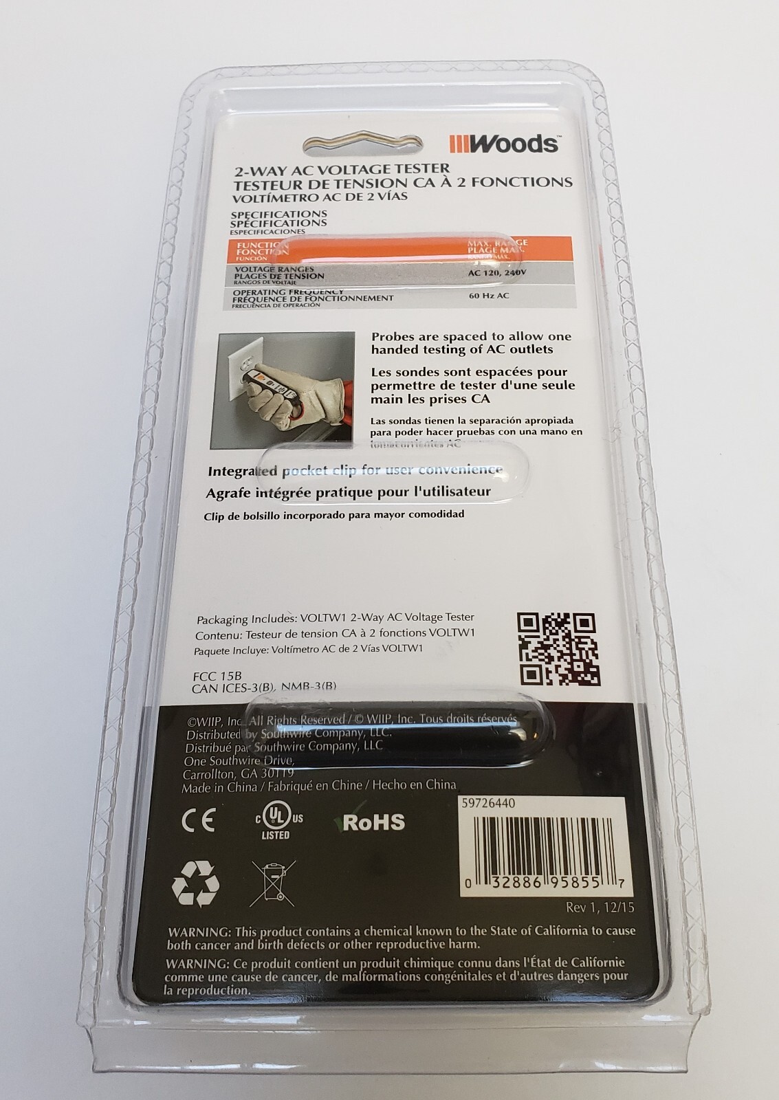 Woods 2-Way AC Voltage Tester VOLTW1
