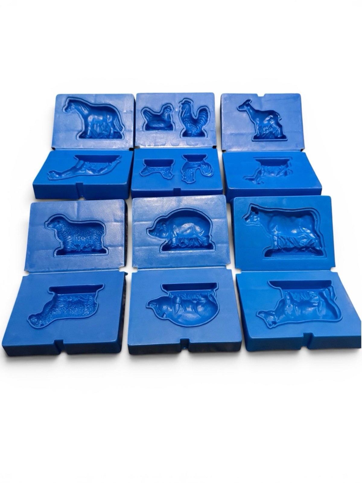 VTG 1973 Kenner Play Doh Farm Animal 6-piece Set blue molds horse cow pig goat
