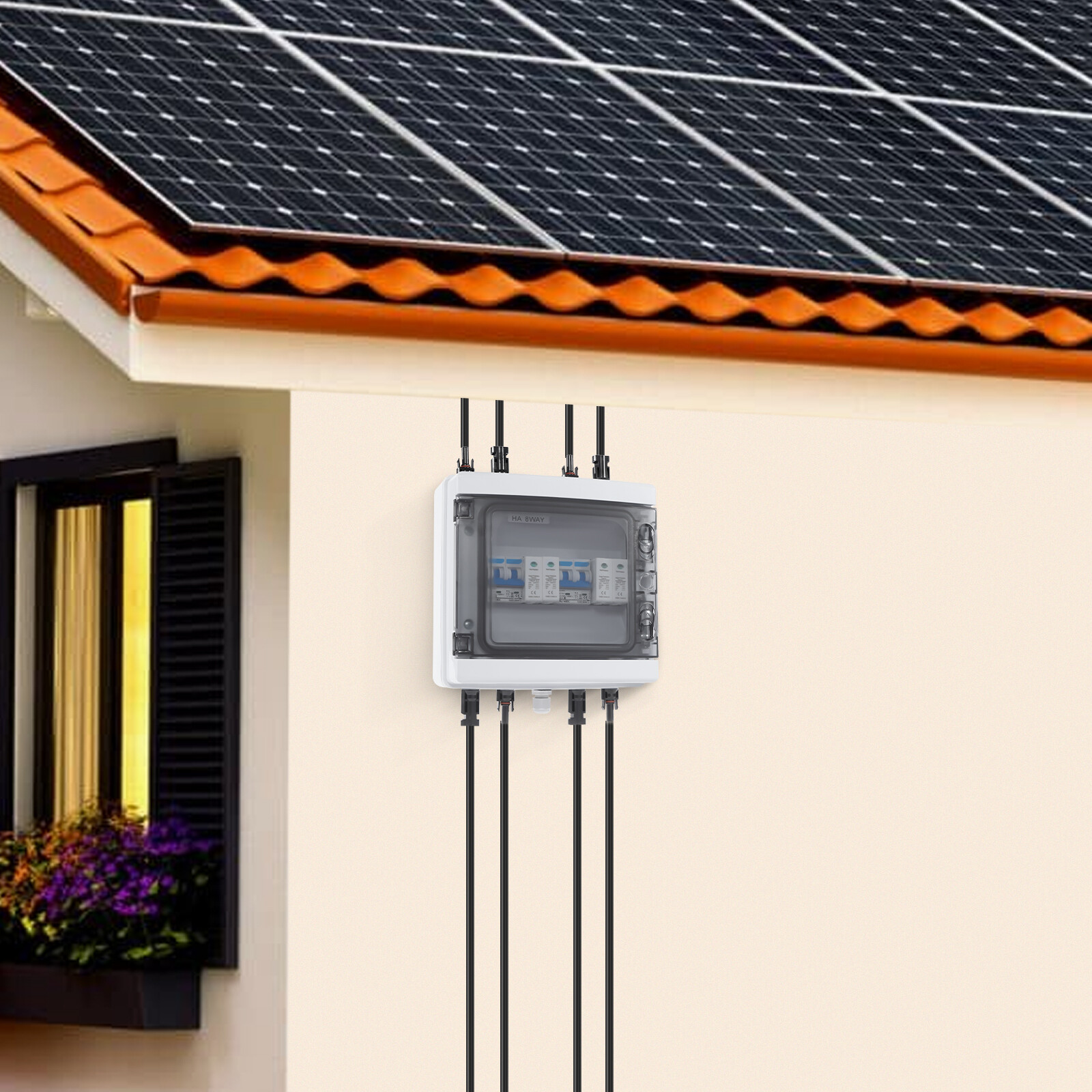 2 String Solar Combiner Box 40A Circuit Breaker for Solar Panels System PC+ABS