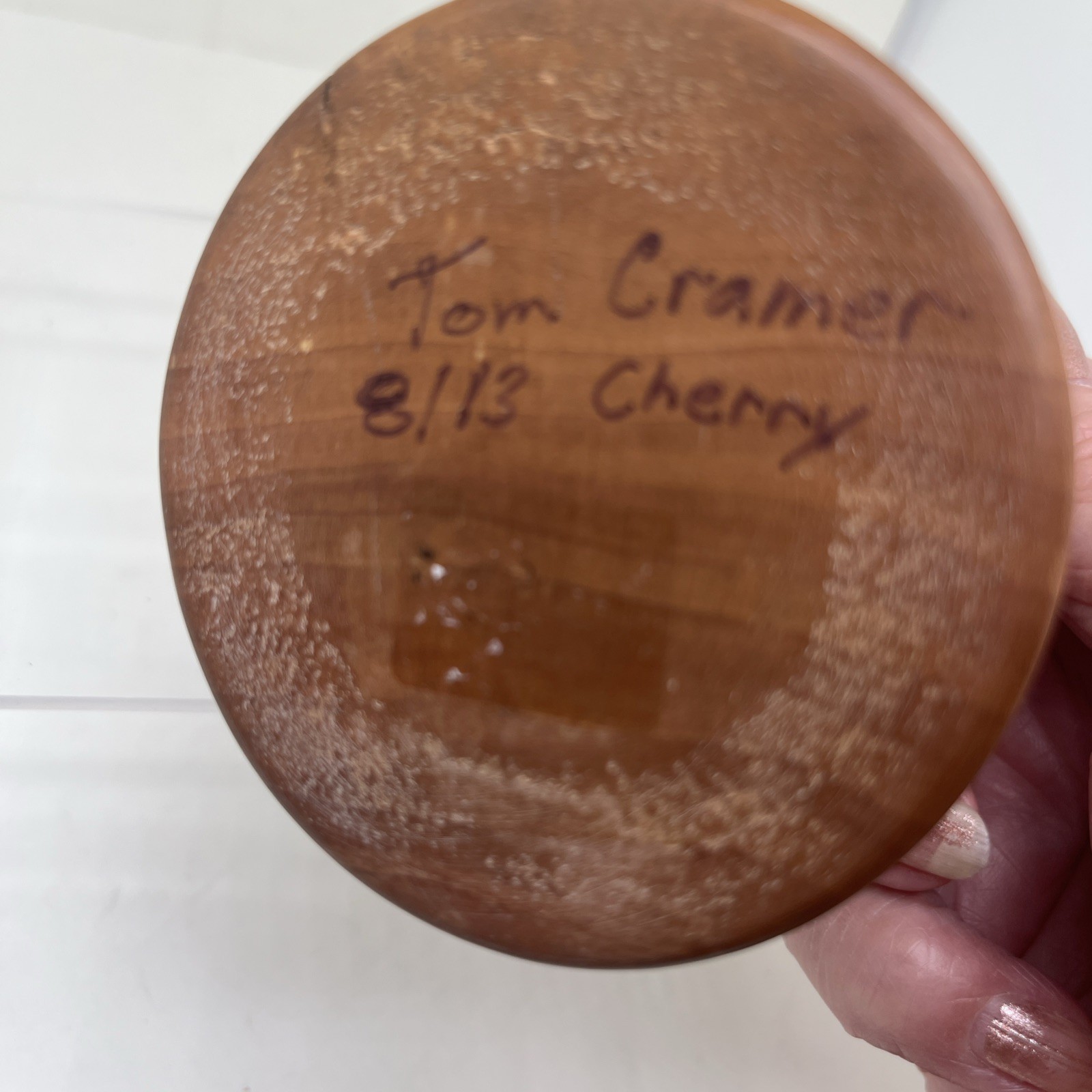Cherry Hand-turned Box w Lid Signed & Dated 5”