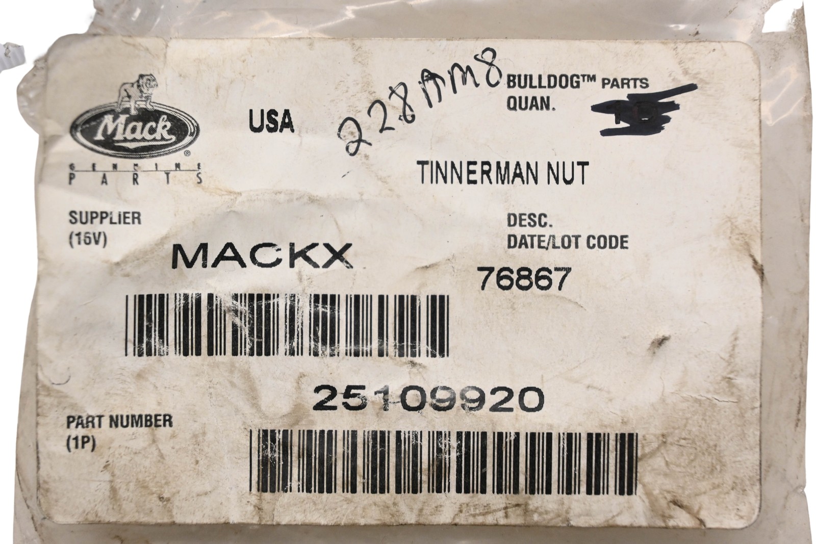Mack 25109920, 228AM8 Tinnerman Spring Nut NOS