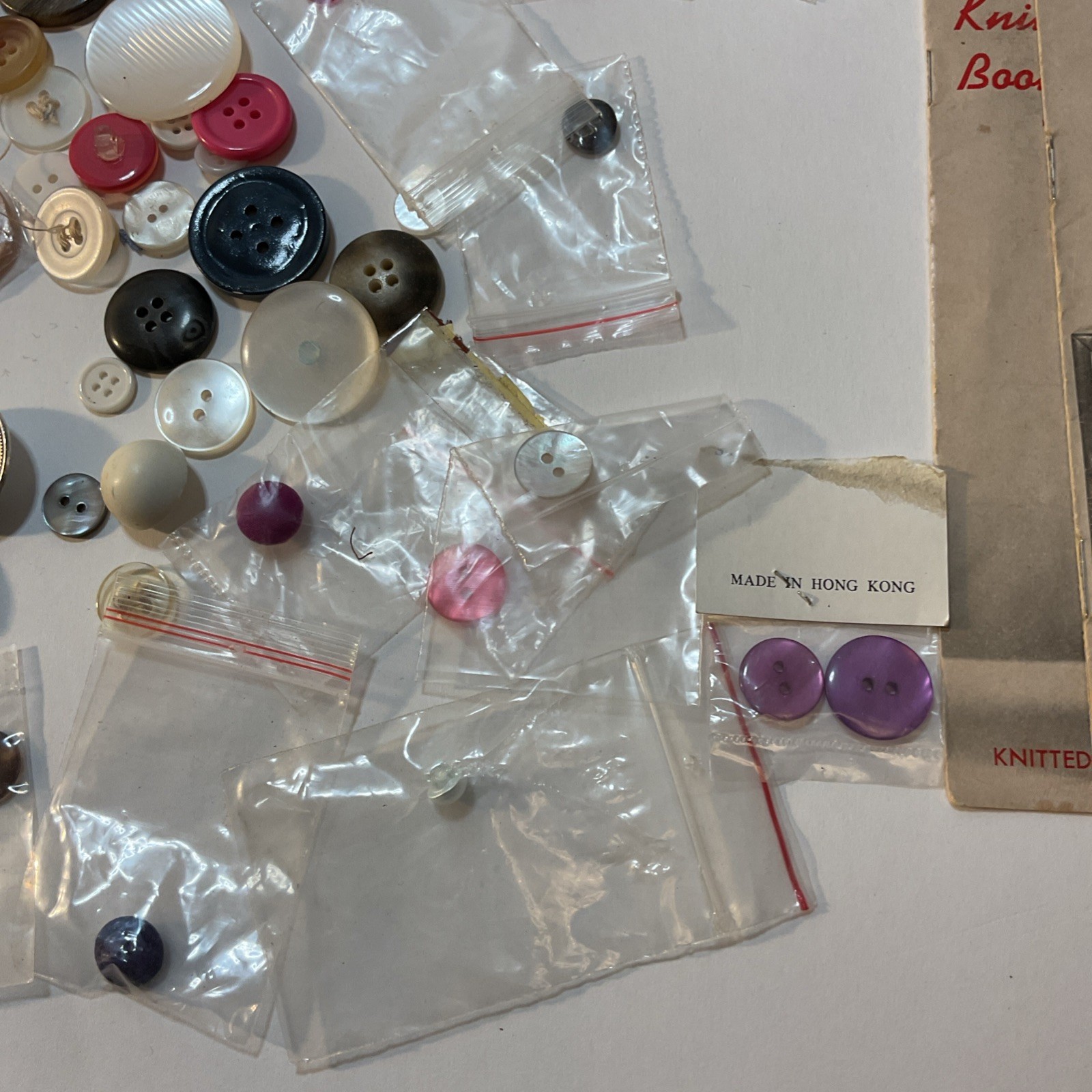 Misc. VTG Sewing Items Lot Buttons, Snaps, Sequins, Barbie Clothes booklets