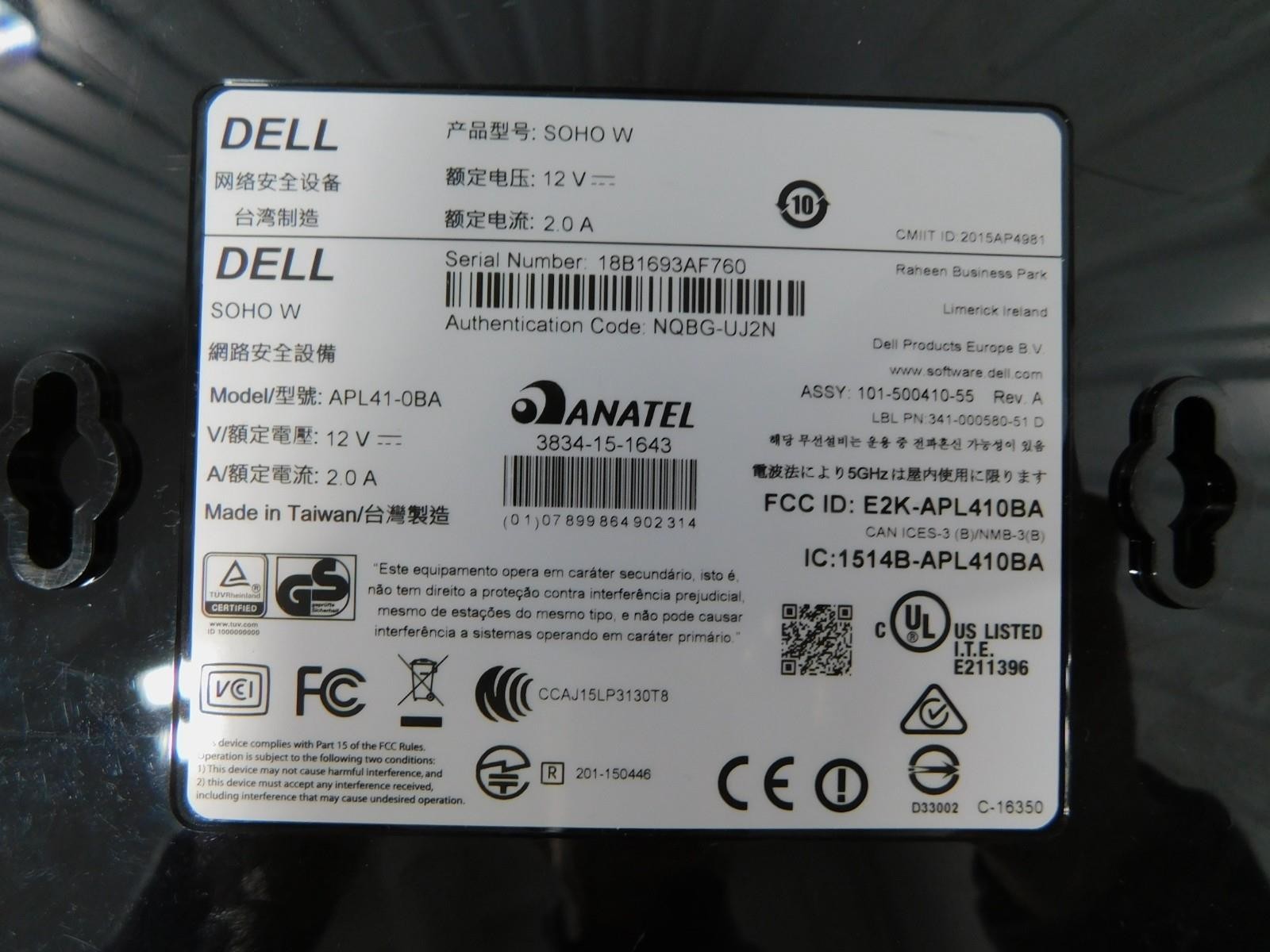 SonicWALL Dell SOHO W APL41-0BA Firewall Wireless Network Security Appliance