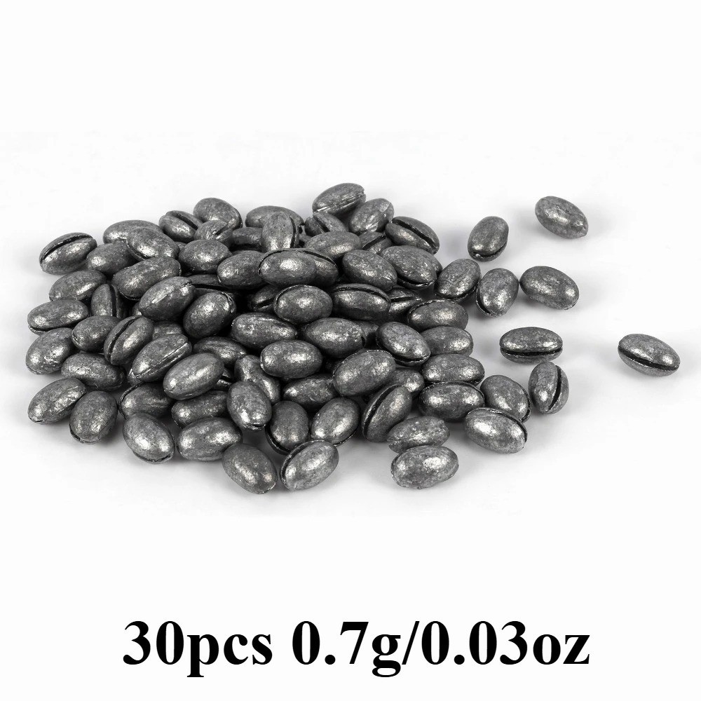 Fishing Lead Split Shot Sinker Solid Oval Bean Weight 30Pcs Fishing Lure UK