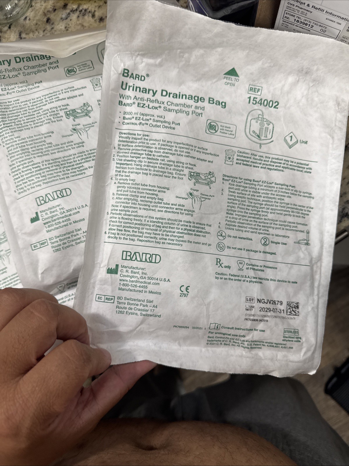 Urinary Drainage Bag 2000 ml Anti-Reflux Chamber & EZ-Lok Sampling Port 154002