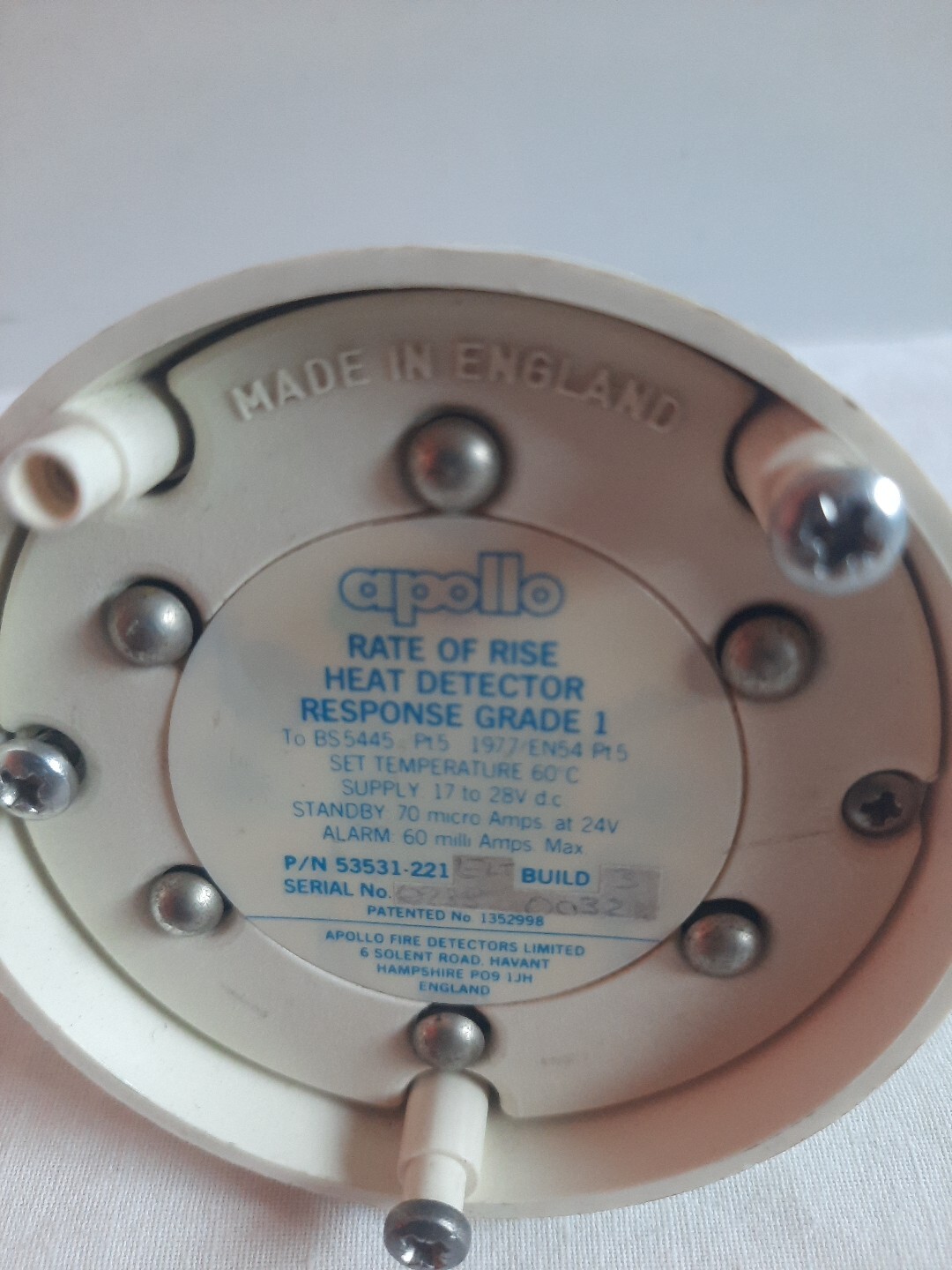 Apollo Response Grade 1 Heat Detector 53531-221 Fire Alarm Sensor Unit