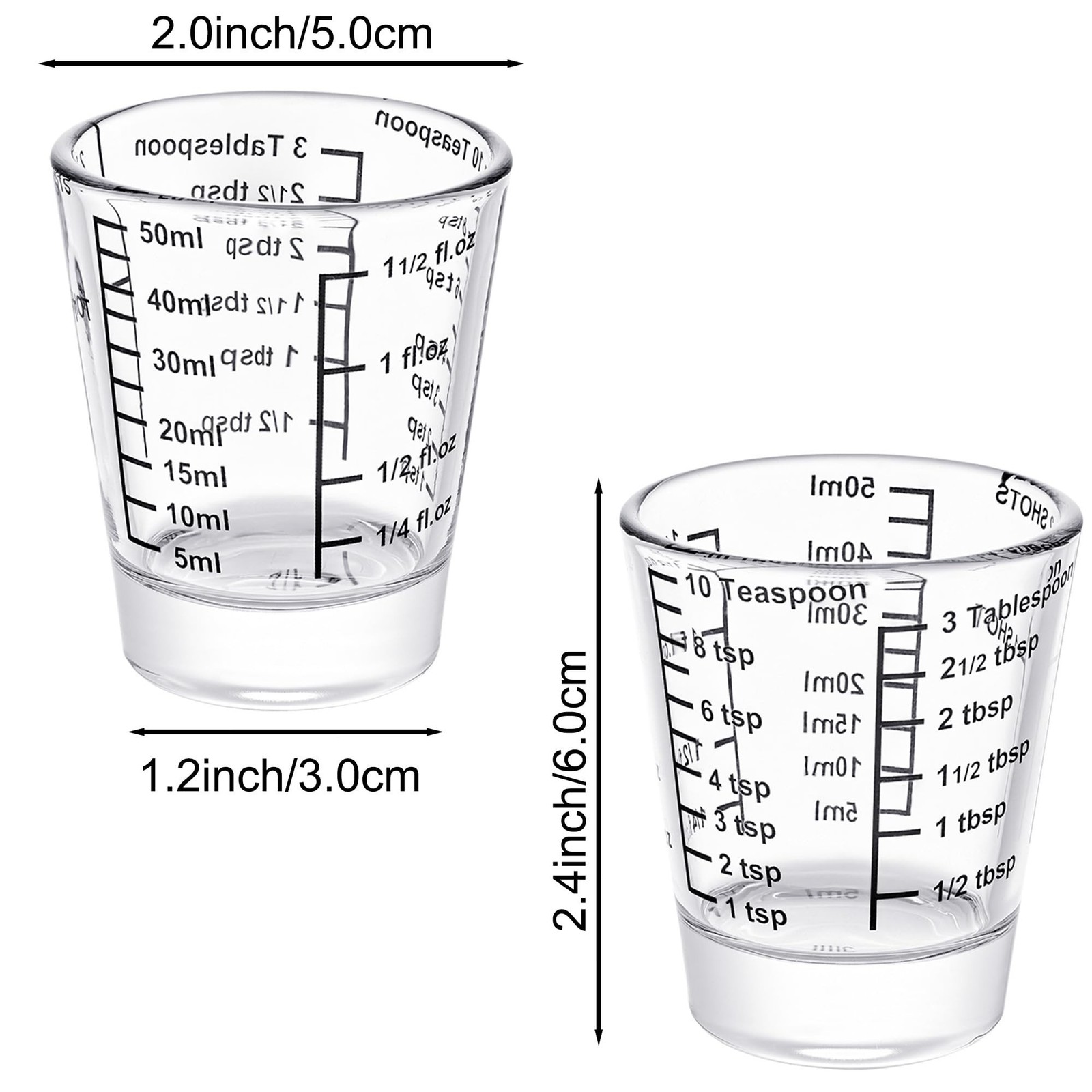 Ackers Mini Measure Heavy Glass, 32-Incremental Measurements Multi-Purpose Li...