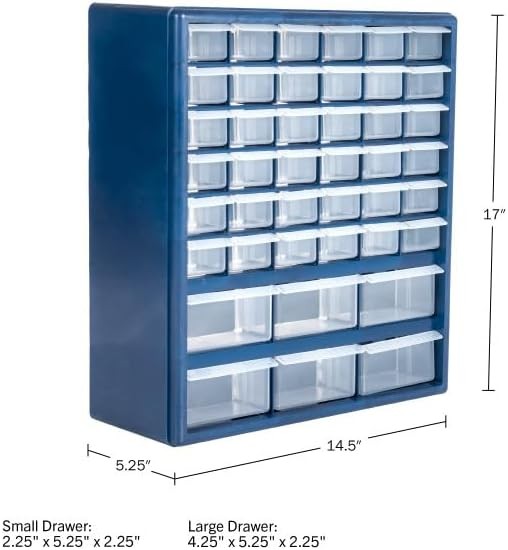 Plastic Storage Drawers 42-Compartment Organizer Desktop/Wall Mount for Hardware