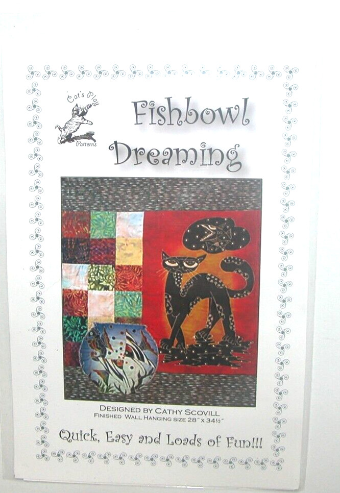 Pattern Quilt Fishbowl Dreaming Cat Wall Hanging Cathy Scovill