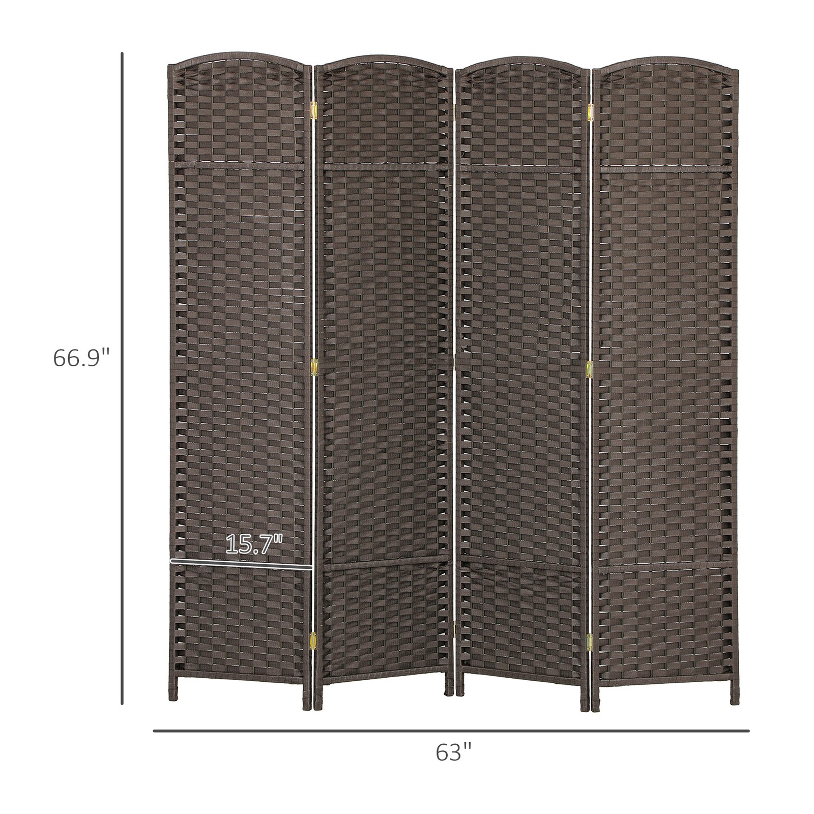 4 Panel Room Divider Freestanding Folding Privacy Screen Brown
