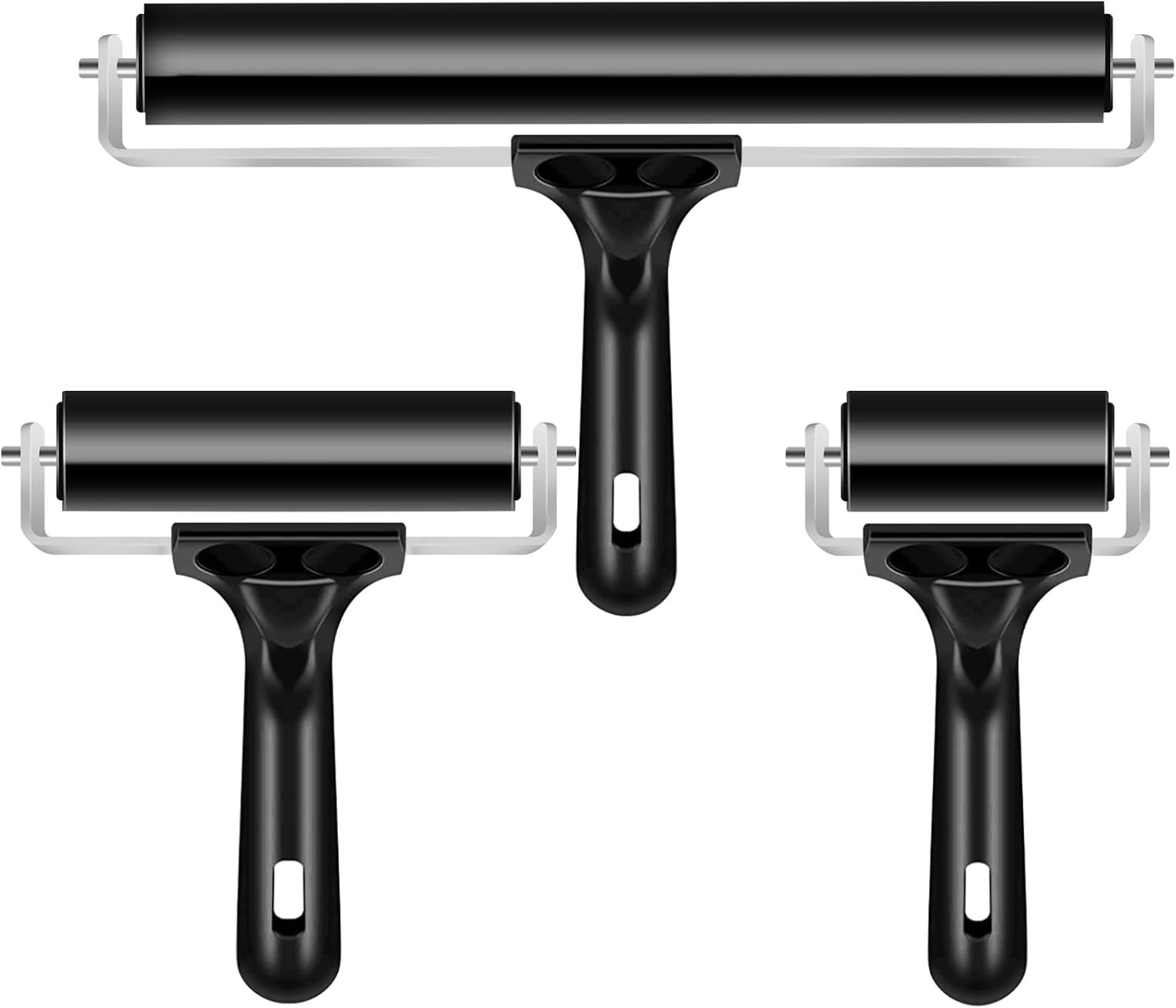 Durable Rubber Brayer Rollers Set - Ideal for Printmaking, Inking, and Crafting
