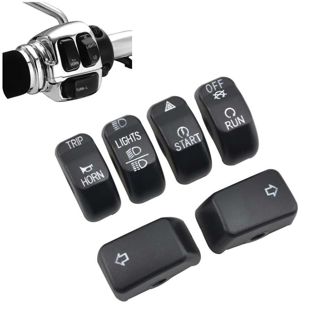 6pcs Hand Control Switch Housing Button Cover Cap Front Fits For Harley 2014-19