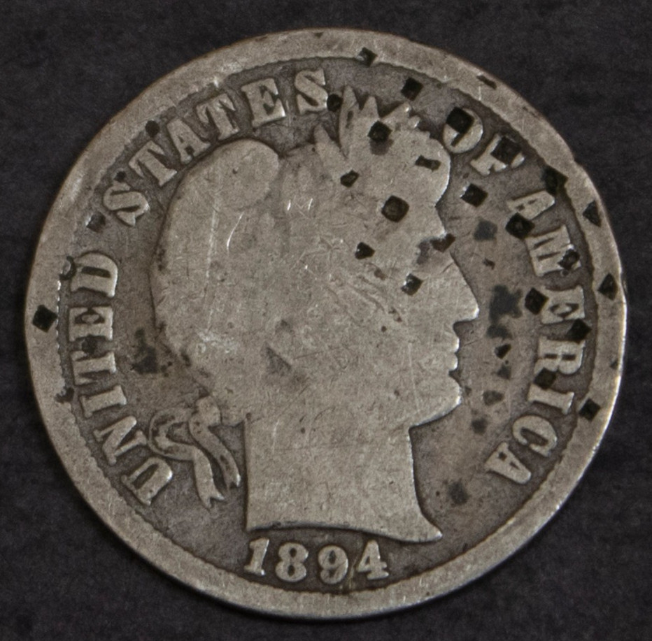 1894 Barber Dime Good Details Damage.................Lot 6448