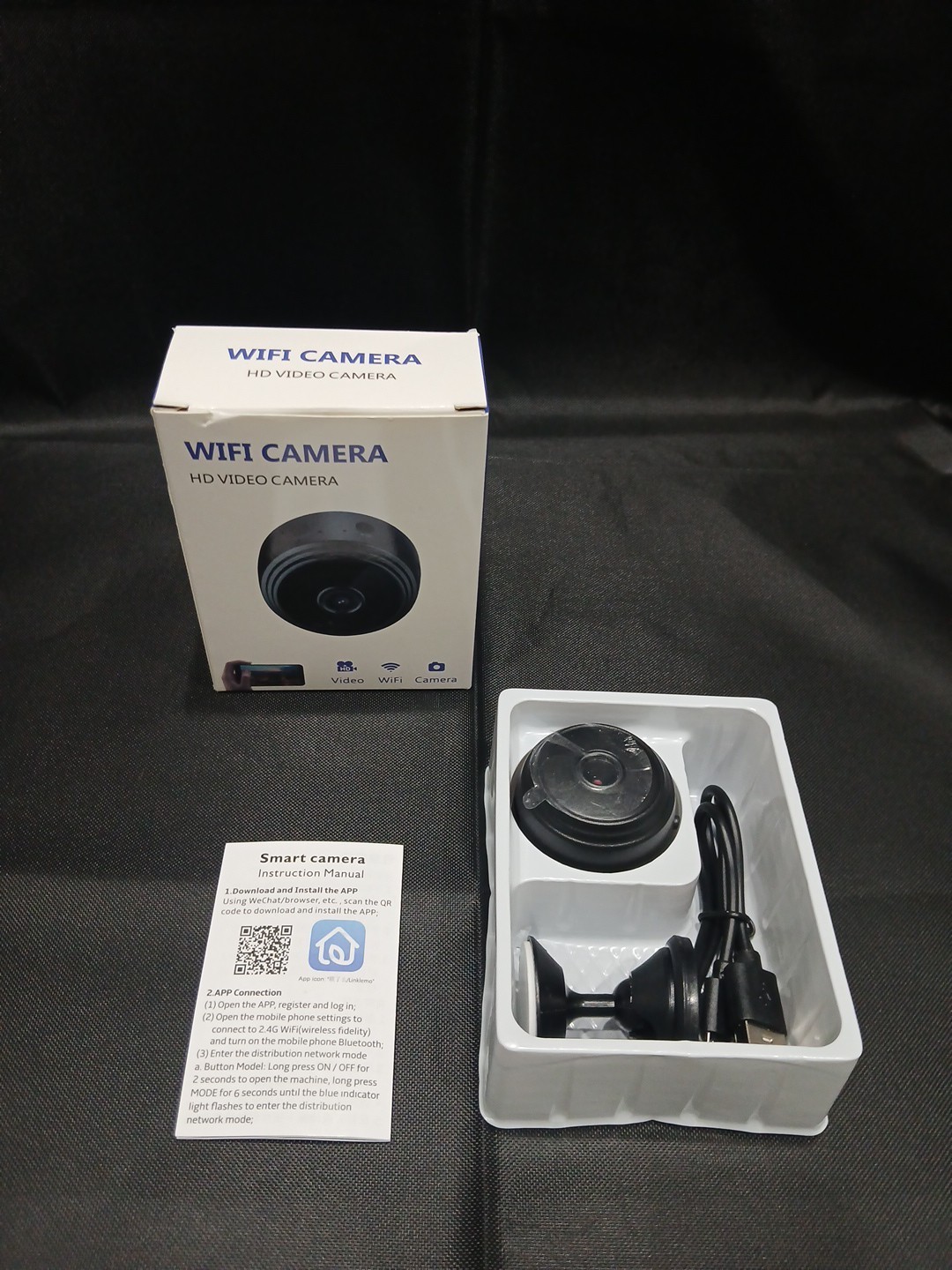 Mini Motion Detecting HD Video WiFi Smart Camera 0.9" Black