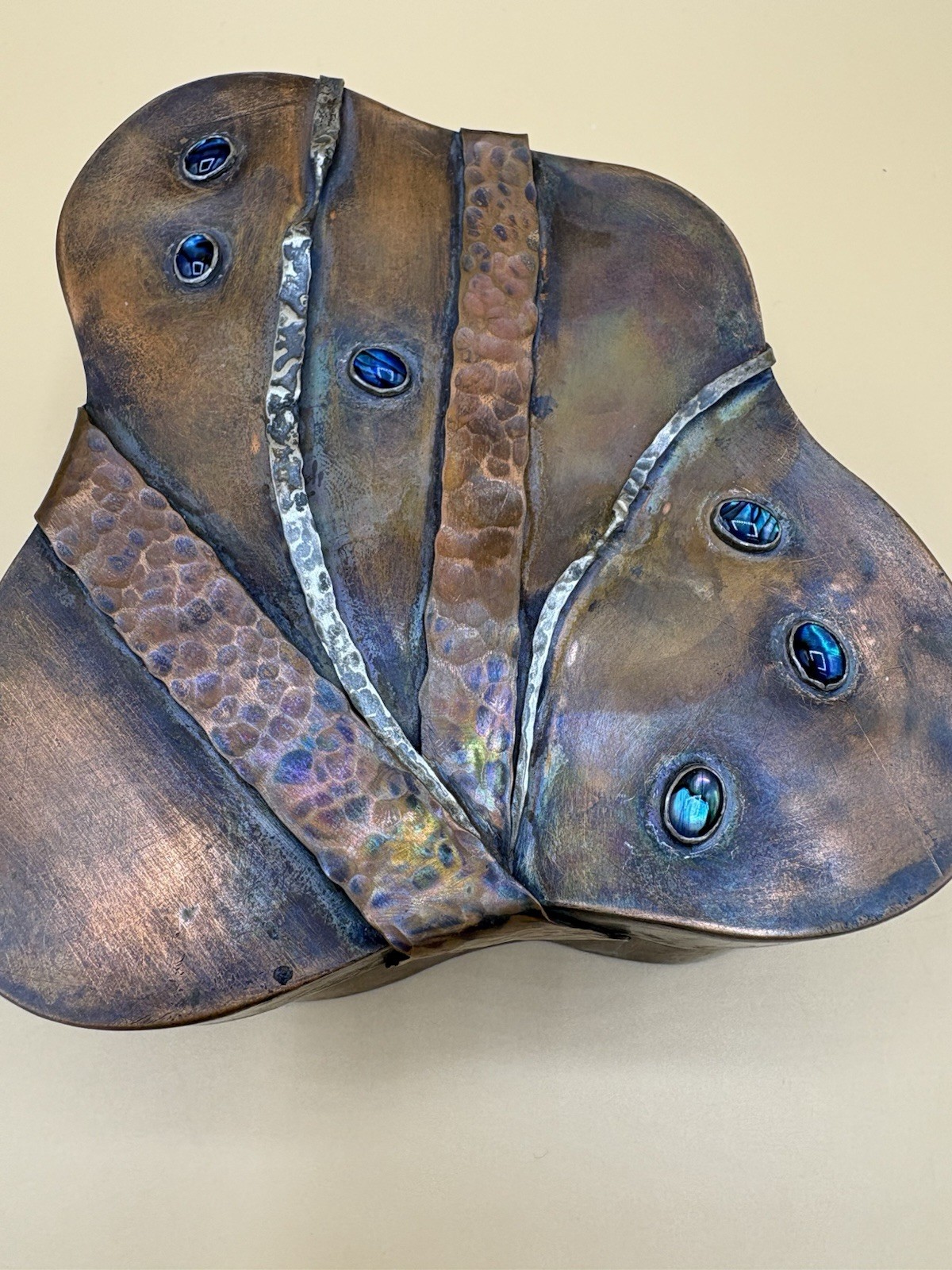Hand Crafted Lidded Copper Box, Amoeba Shape
