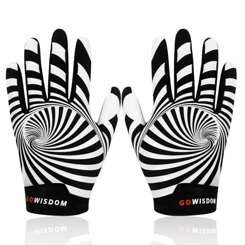 Youth Football Gloves, Sticky Silicone American Football Youth-M/L Spiral Black