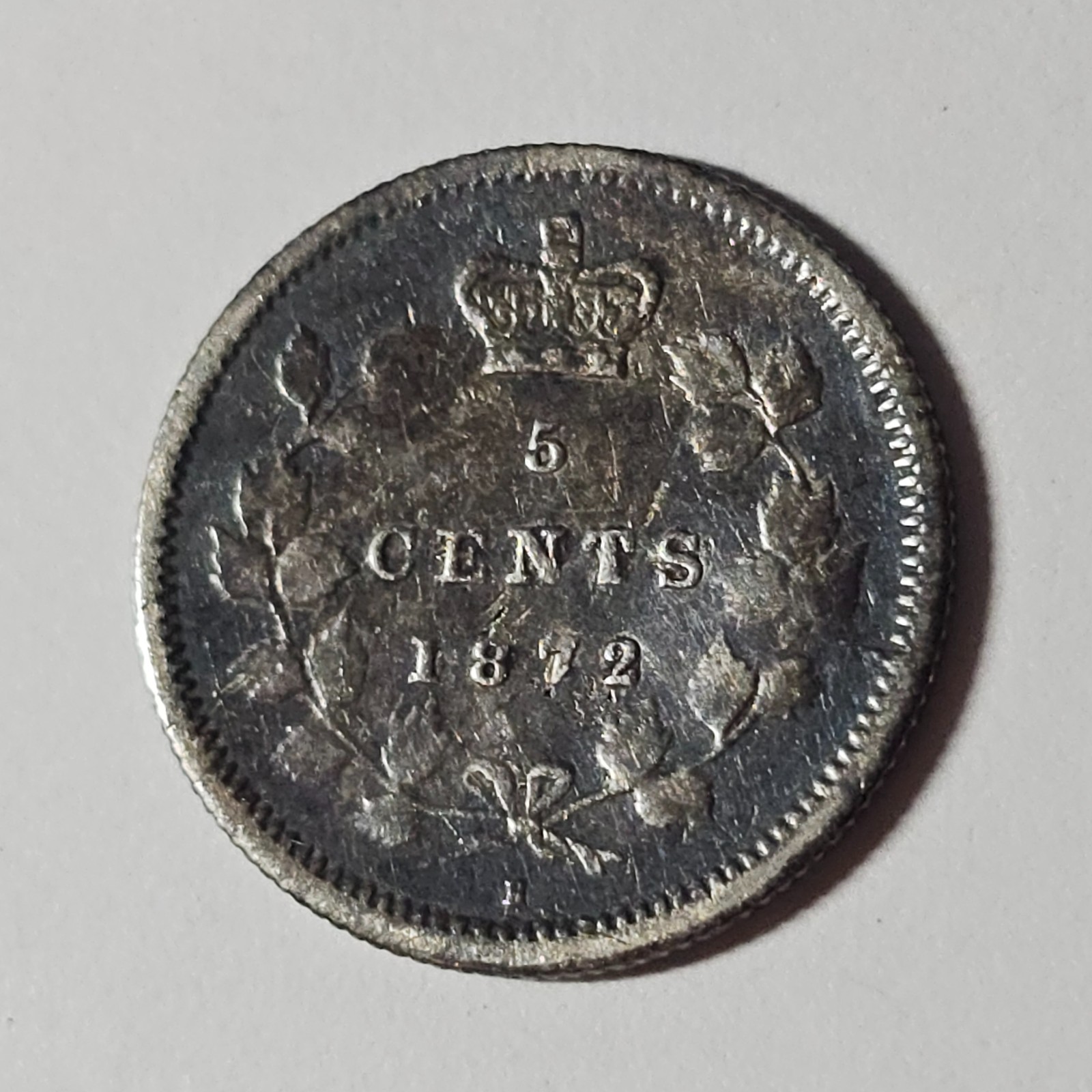1872 H Canada 5 five cents SILVER - LOW COMBINED SHIP - C5-407