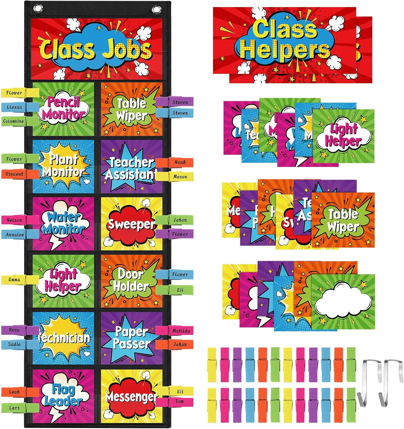 Hero Class Jobs Pocket Chart Class Helpers Pocket Chart Classroom Jobs Cards wit