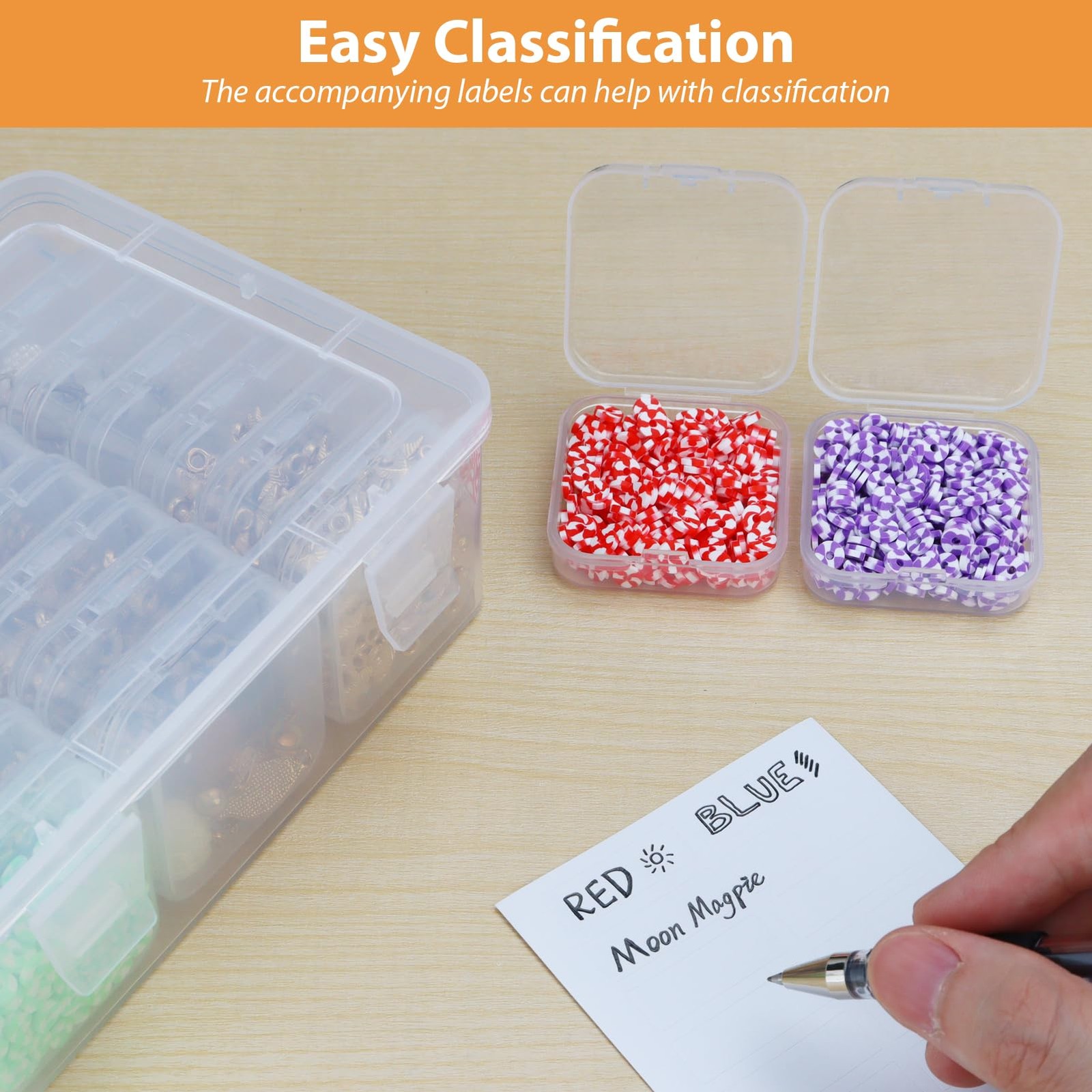 Moon Magpie Bead Organizers Box, Plastic Storage Cases Mini Clear