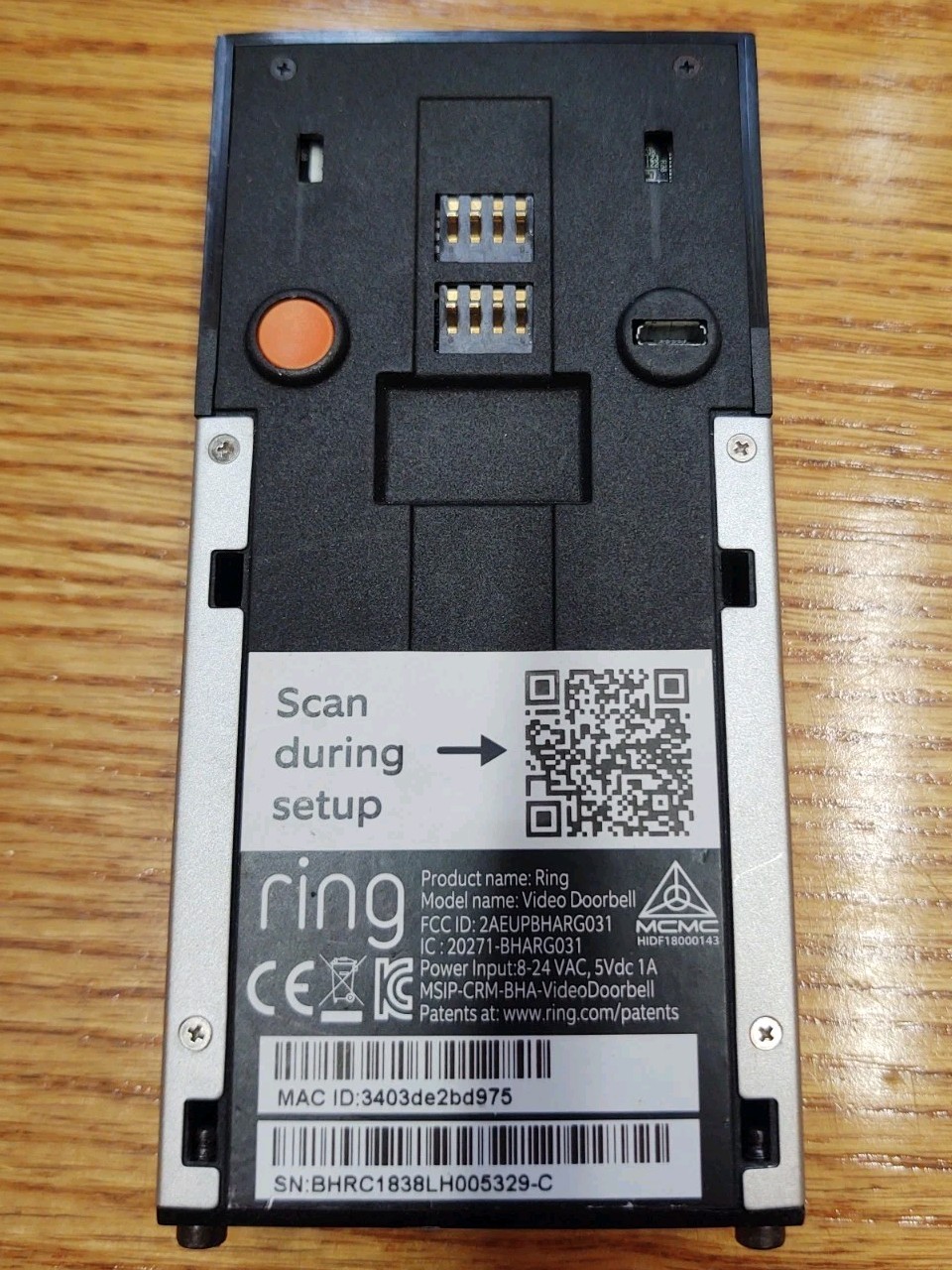 Ring Doorbell Camera 1st Gen Nickel UNTESTED