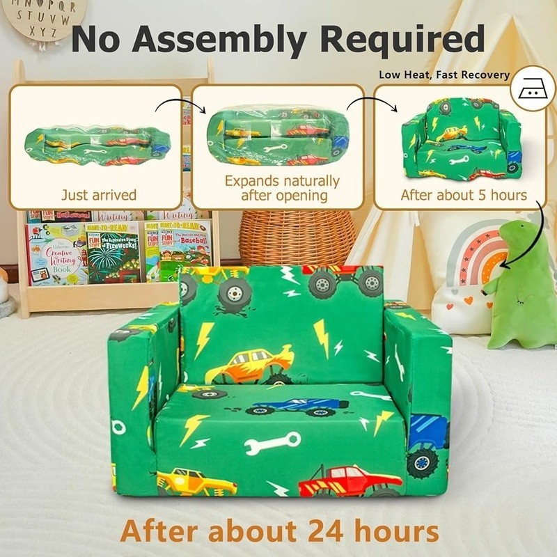 Kids Creative Foldable Sofa Bed Portable Toddler Couch Easy Clean Fun Design New