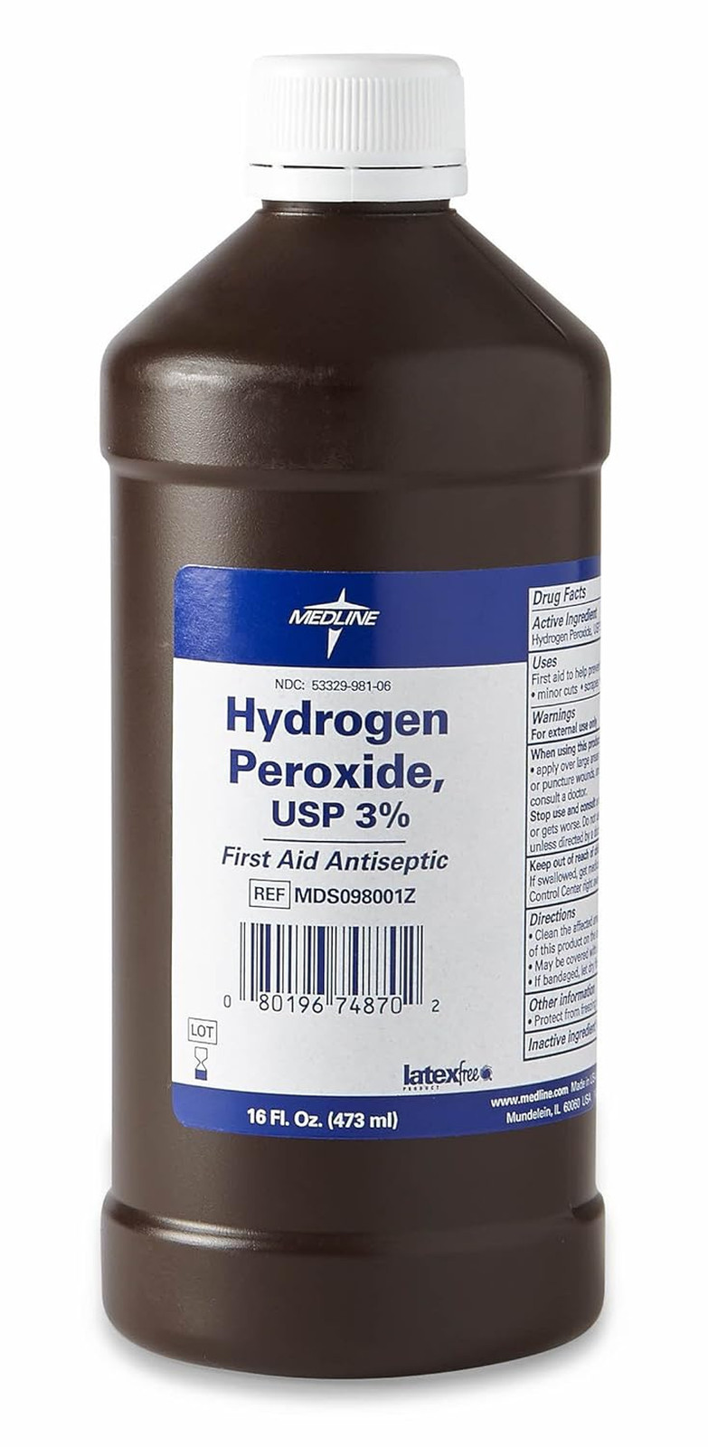 Hydrogen Peroxide, 3% USP, 16 Oz., Perfect for First Aid Supplies, Pack of 12