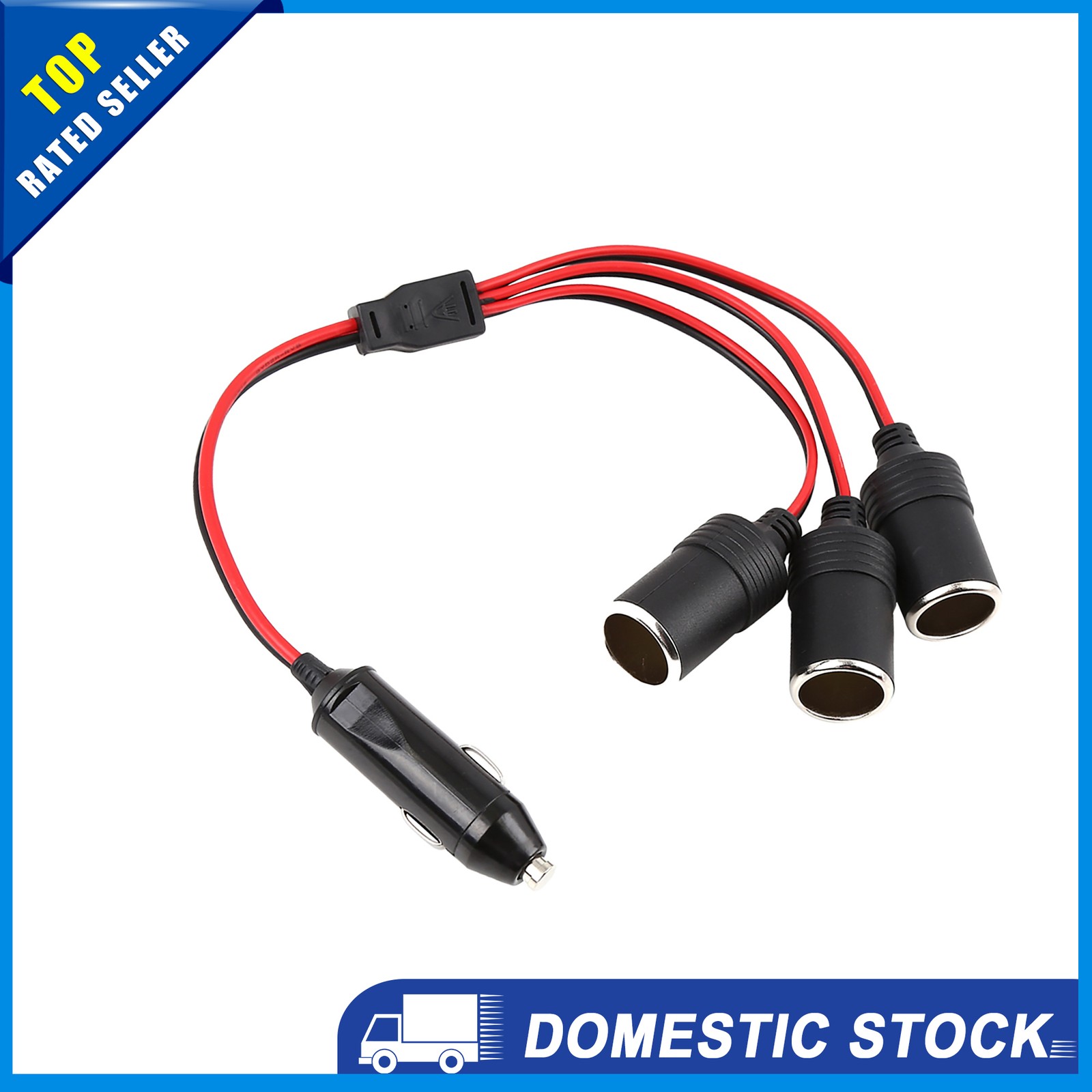 Universal 1 to 3 Way Female Socket Splitter Cigarette Lighter Charger Pack of 1