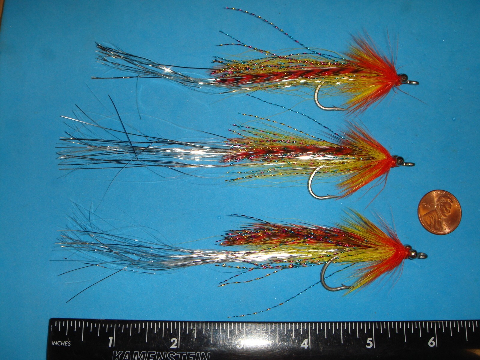 FLY FISHING FLIES - Or/Yell. FLASHTAIL WHISTLER (Silver Flash) size 3/0 (3 pcs)