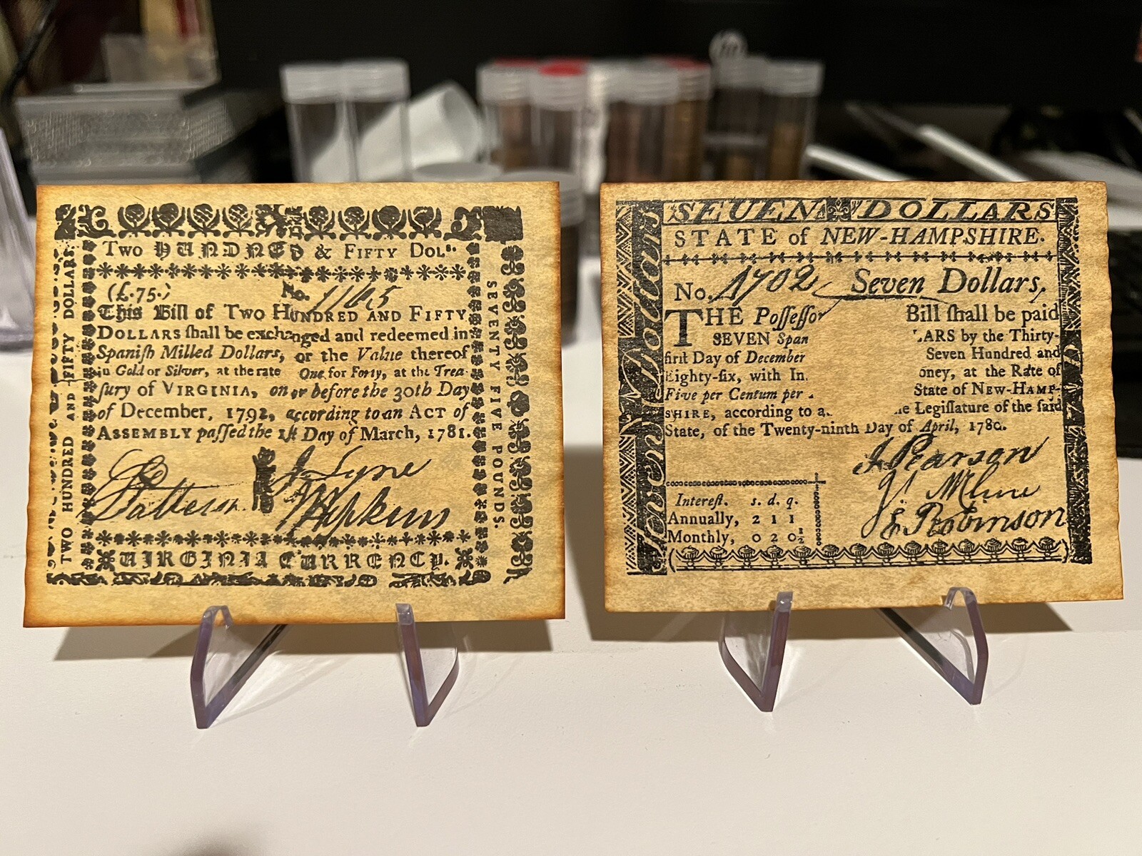 COLONIAL AND REVOLUTIONARY CURRENCY REPLICAS BOTH SETS A AND B